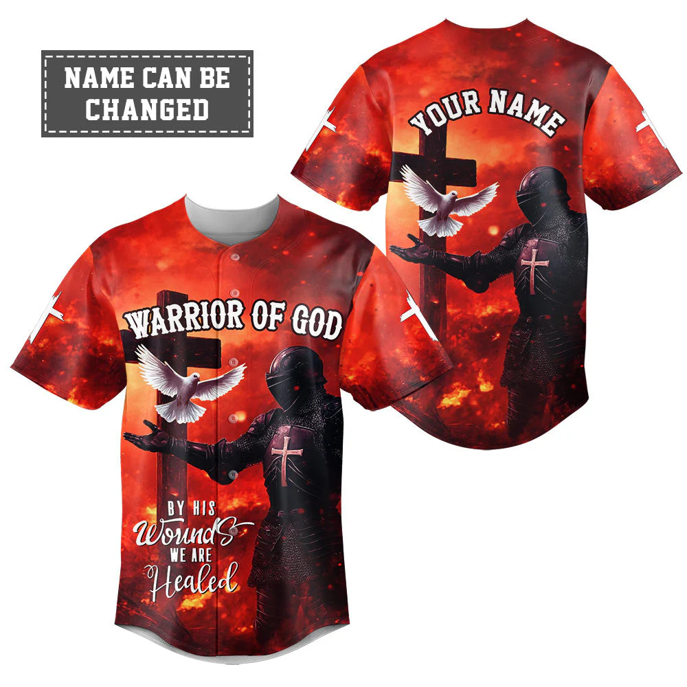 By His Wounds We Are Healed Custom Name Baseball Jersey - Christant Gift For Him