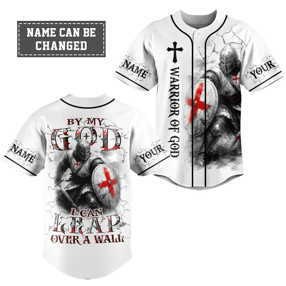 By My God I Can Leap Over A Wall Custom Name Baseball Jersey - Christant Gift For Him