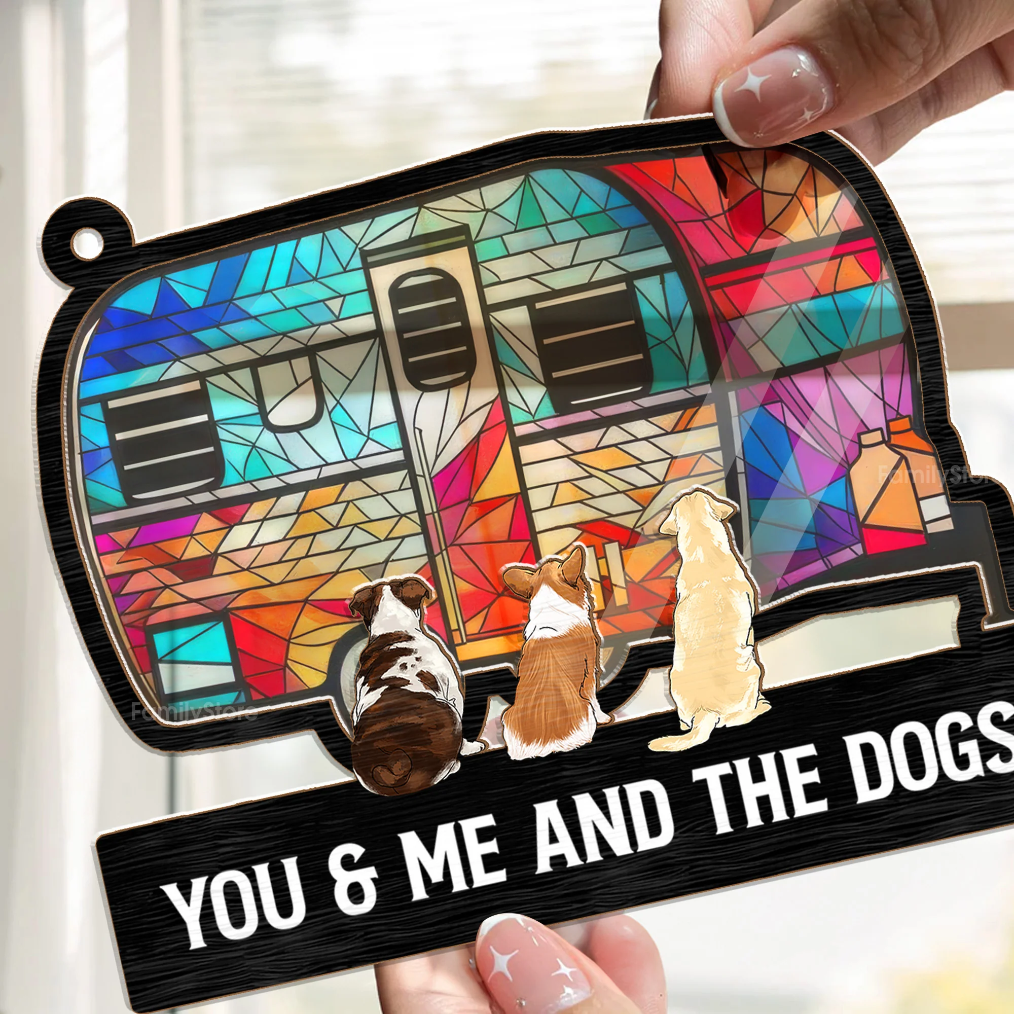 Camping Home Is Where We Park It, You And Me And The Dogs - Gift For Camping Lovers - Personalized Window Hanging Window Hanging Suncatcher Ornament - CLP06 NA94 - Image 3