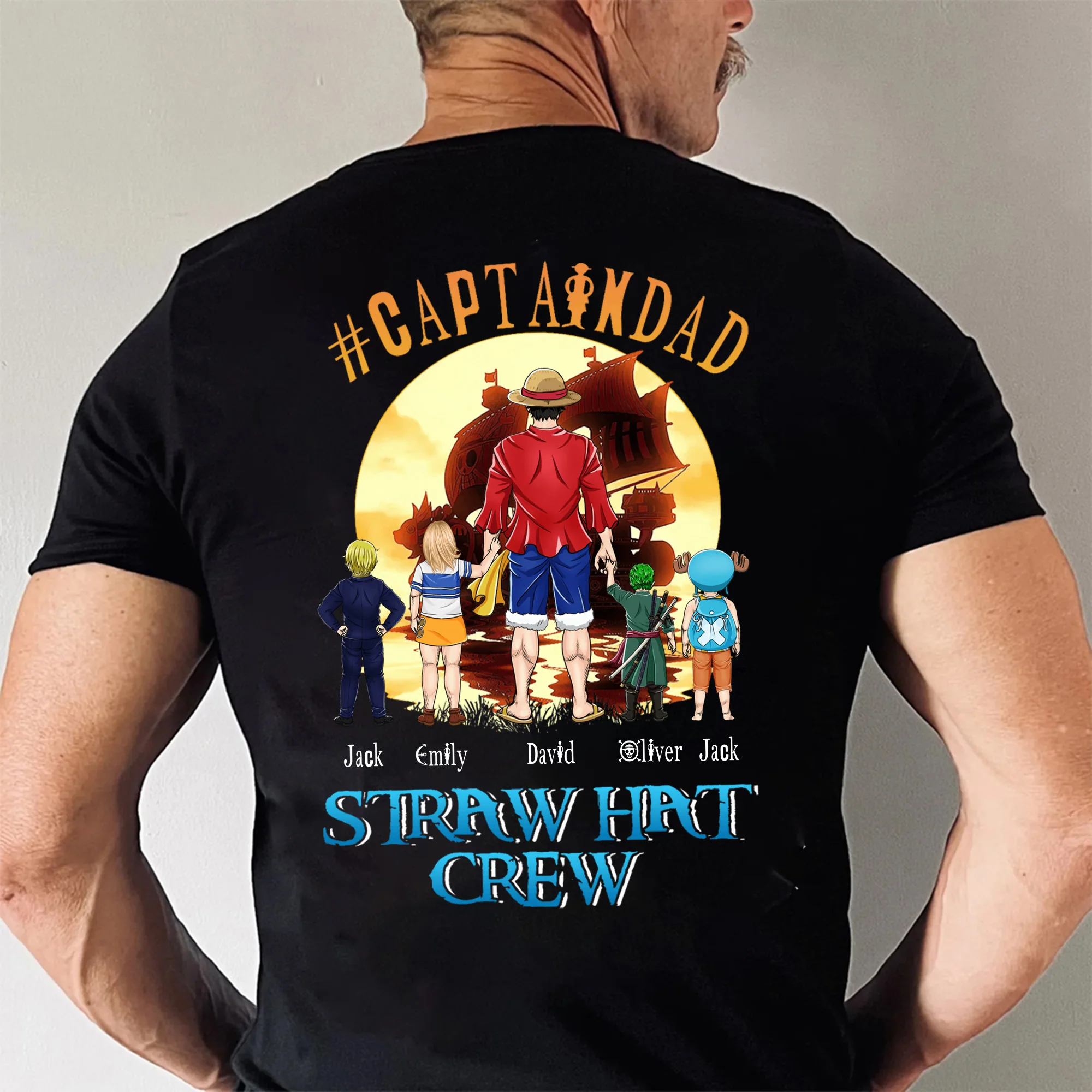 One Pices Captain Dad Straw Hat Crew - Gift For Father's Day - Personalized Shirt 2 Side - Image 4