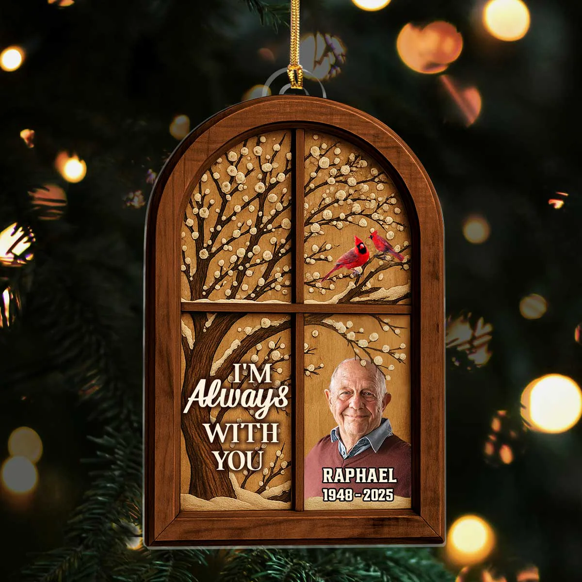 Cardinal Window - Personalized Acrylic Ornament - Memorial Gift TD118