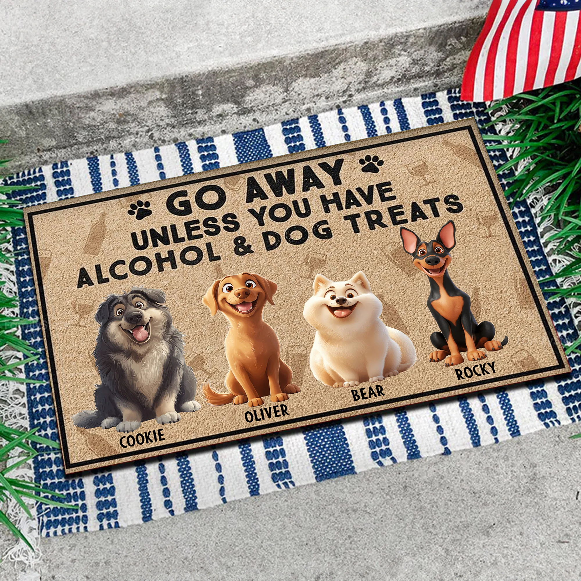 Caroon Dog Go Away Unless You Have Alcohol And Dog Treats - Personalized Doormat - Gift for Pet Owners, Pet Lovers, Dog Mom, Dog Dad | CLP15 NH96 - Image 3