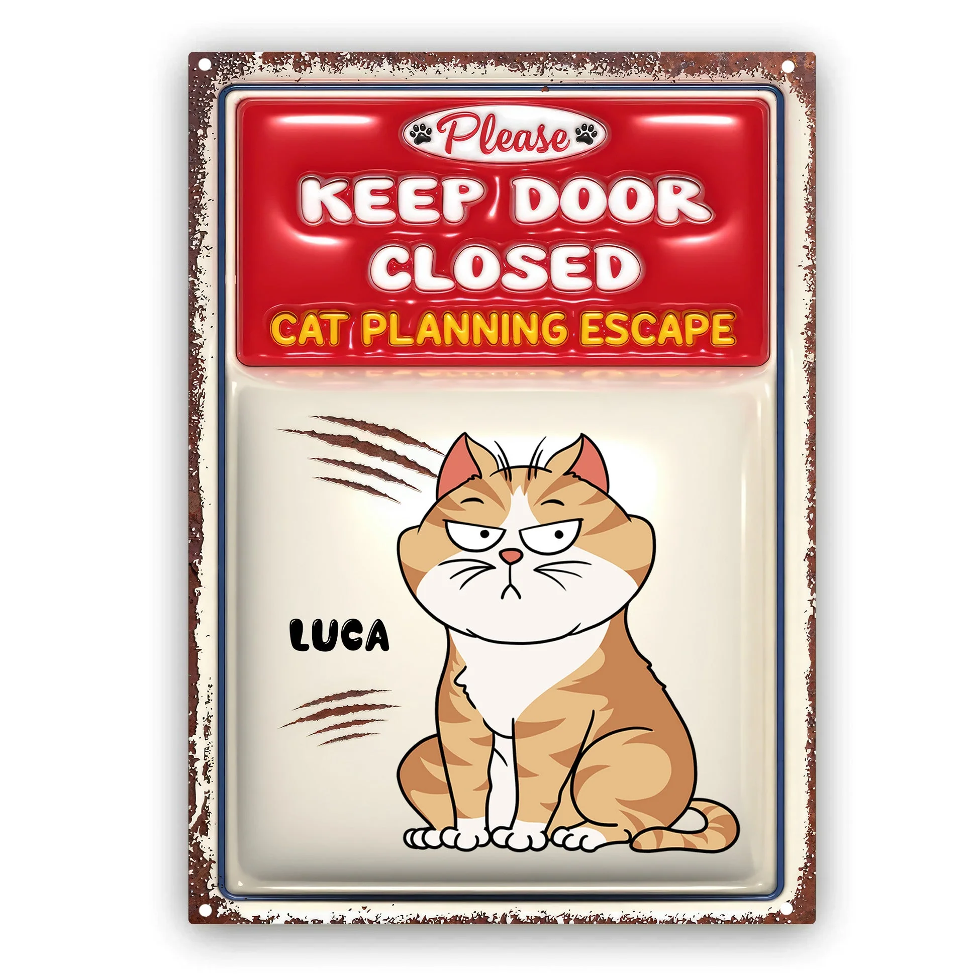 Cartoon Cats Planning Escape 2 - Personalized 3D Inflated Effect Metal Sign - Gift For Cat Lovers | CLPO2 NA94