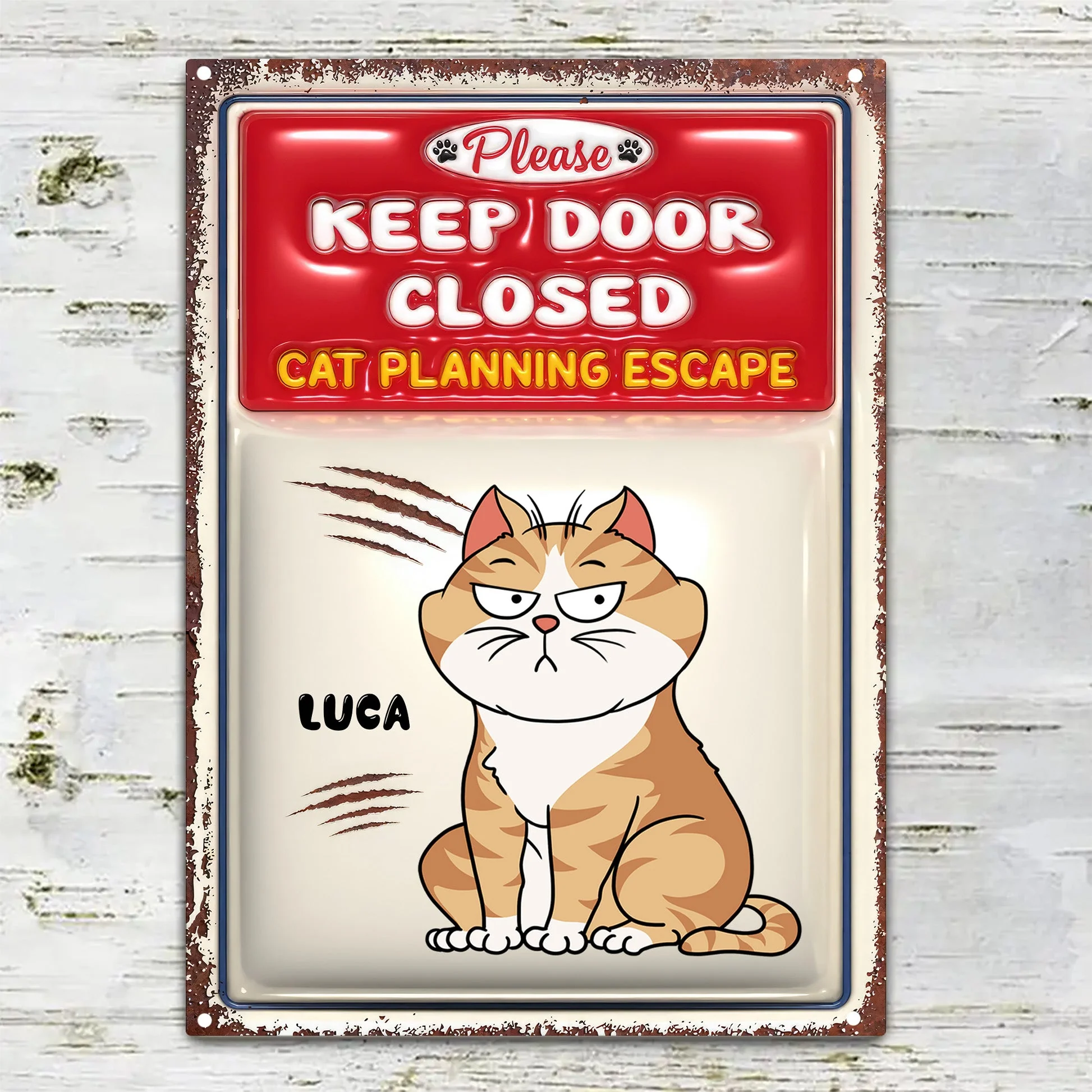 Cartoon Cats Planning Escape 2 - Personalized 3D Inflated Effect Metal Sign - Gift For Cat Lovers | CLPO2 NA94 - Image 2