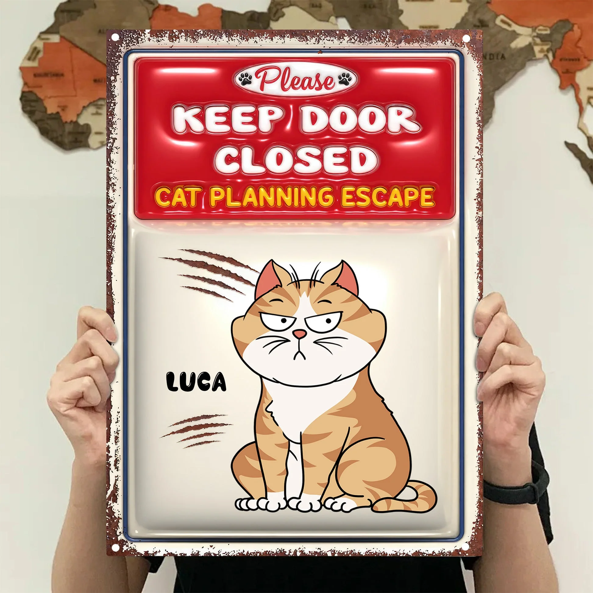 Cartoon Cats Planning Escape 2 - Personalized 3D Inflated Effect Metal Sign - Gift For Cat Lovers | CLPO2 NA94 - Image 3