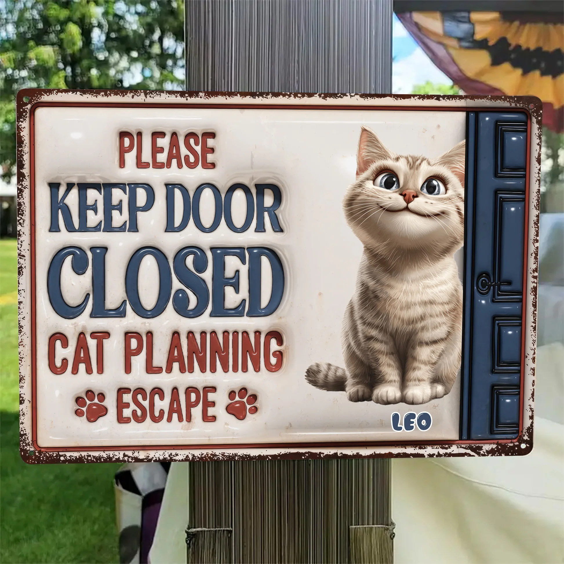Cartoon Cats Planning Escape - Personalized 3D Inflated Effect Metal Sign - Gift For Cat Lovers | CLP15 NA94