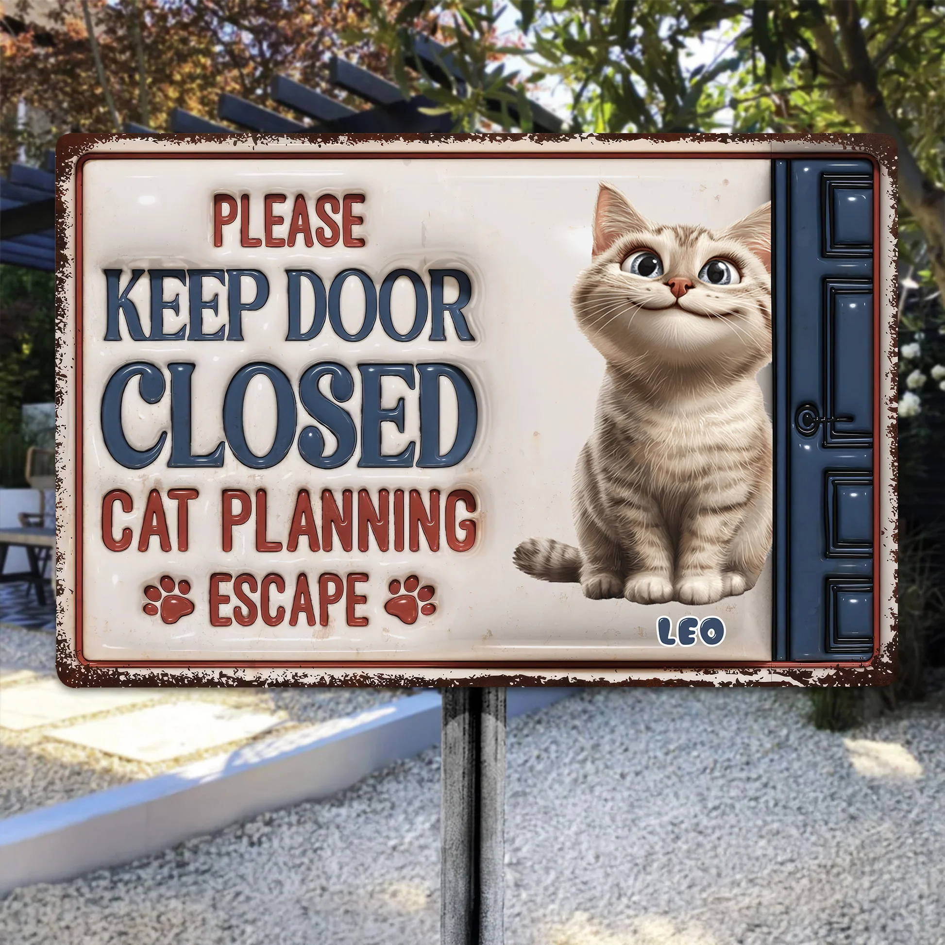 Cartoon Cats Planning Escape - Personalized 3D Inflated Effect Metal Sign - Gift For Cat Lovers | CLP15 NA94 - Image 2