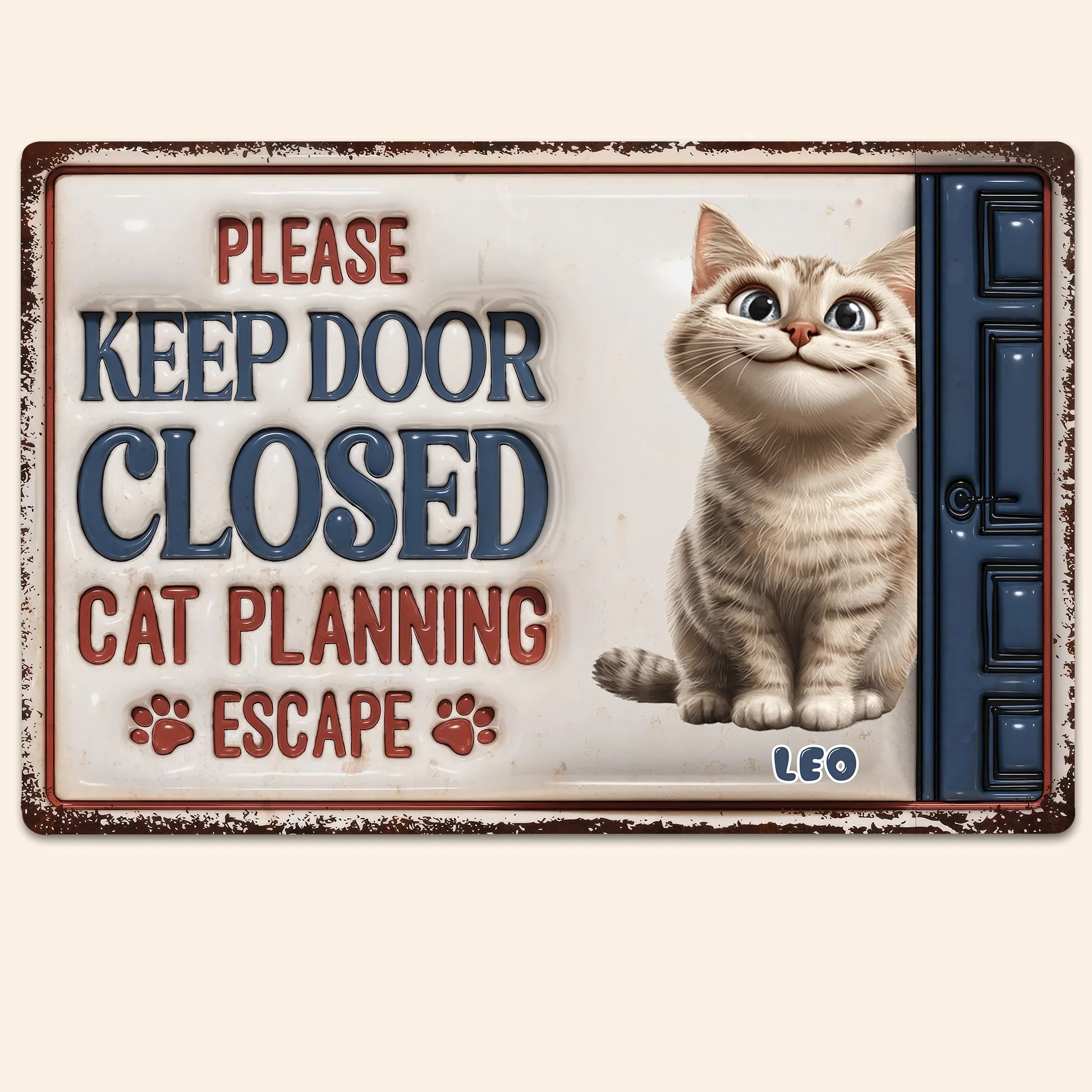 Cartoon Cats Planning Escape - Personalized 3D Inflated Effect Metal Sign - Gift For Cat Lovers | CLP15 NA94 - Image 3