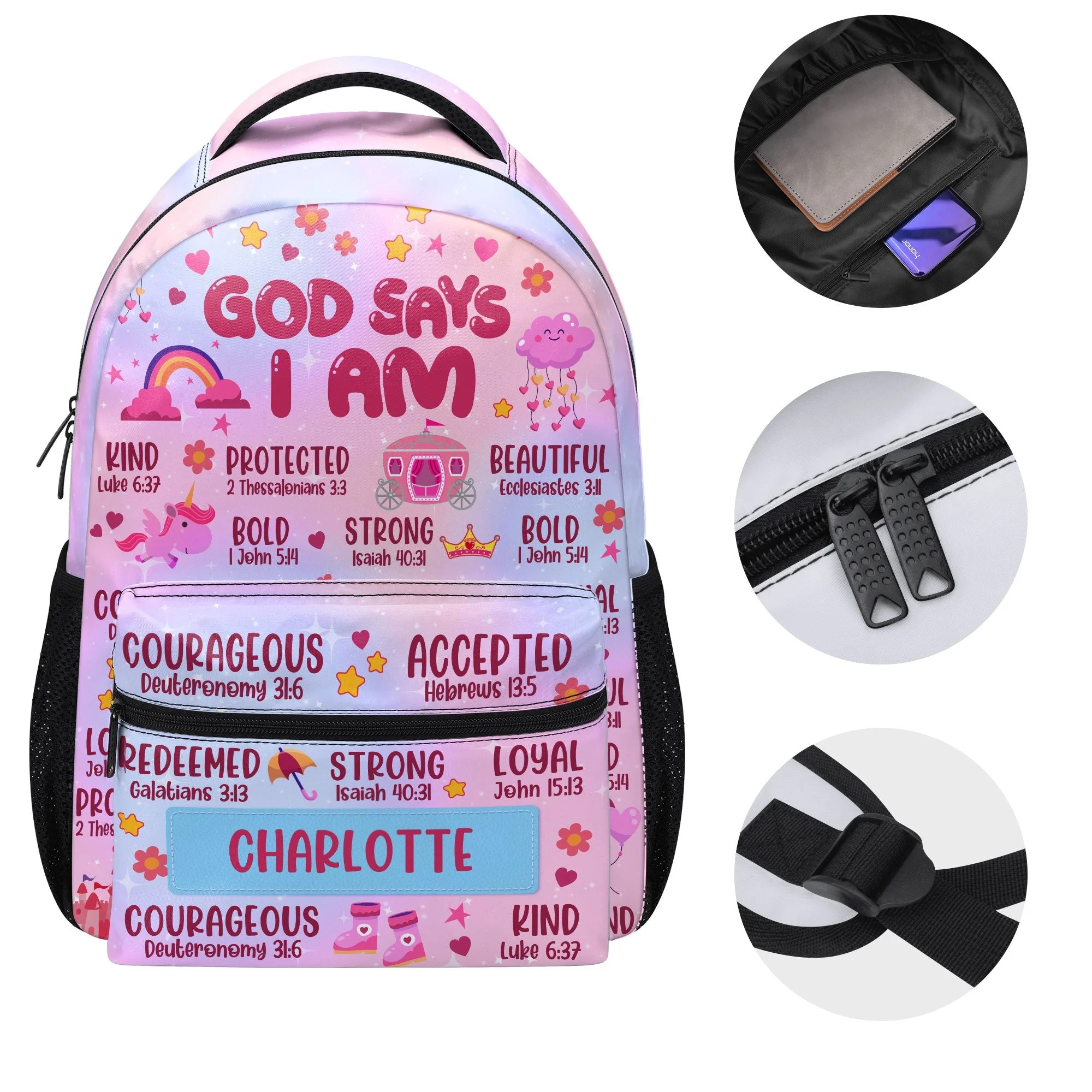 Affirmation Bible Verses - Personalized Backpack -  Gift For Kids, Back To School | GR29 TD118 - Image 9