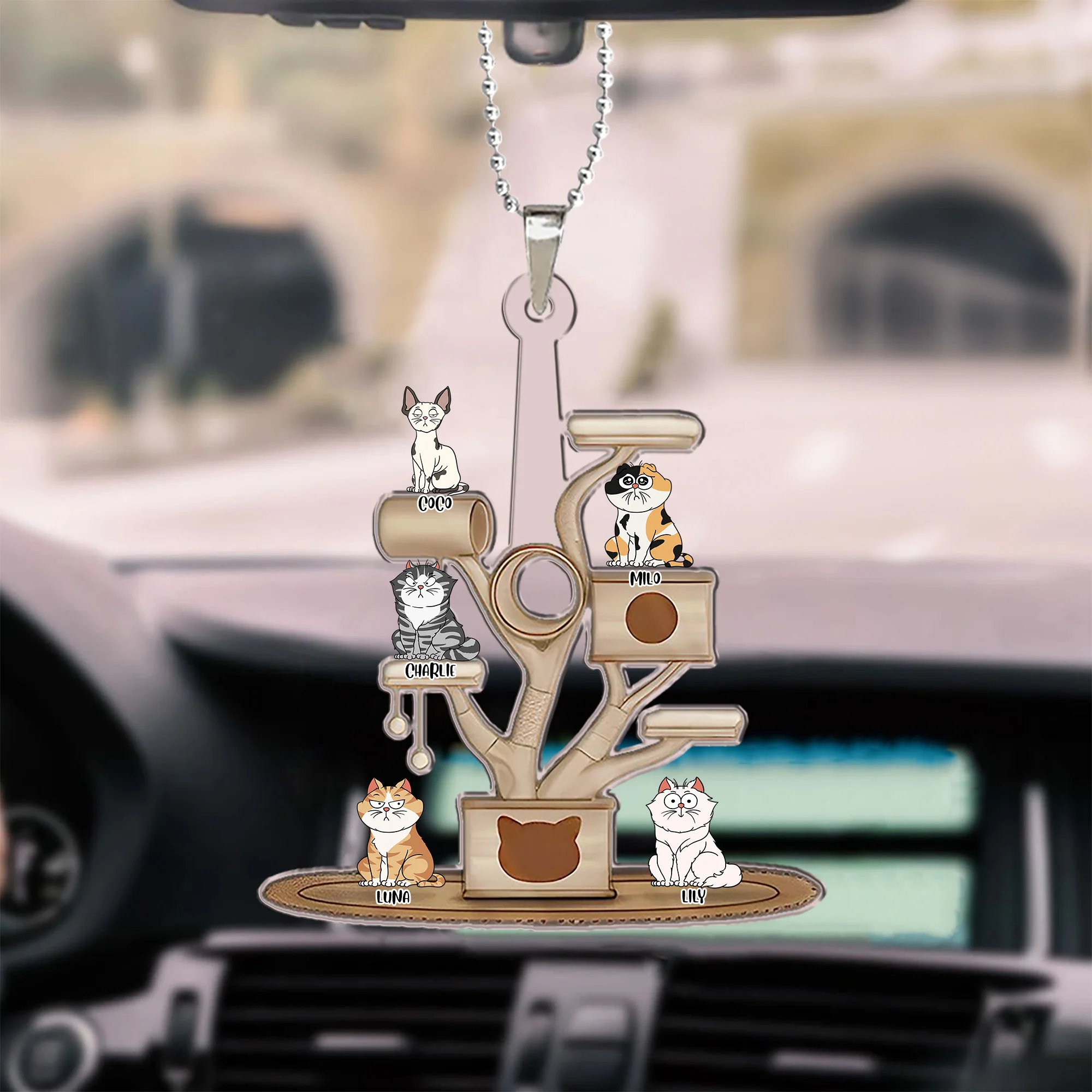 Cat Tree - Gift For Cat Lovers - Personalized Car Hanging Ornament - CLP02 NA94 - Image 2