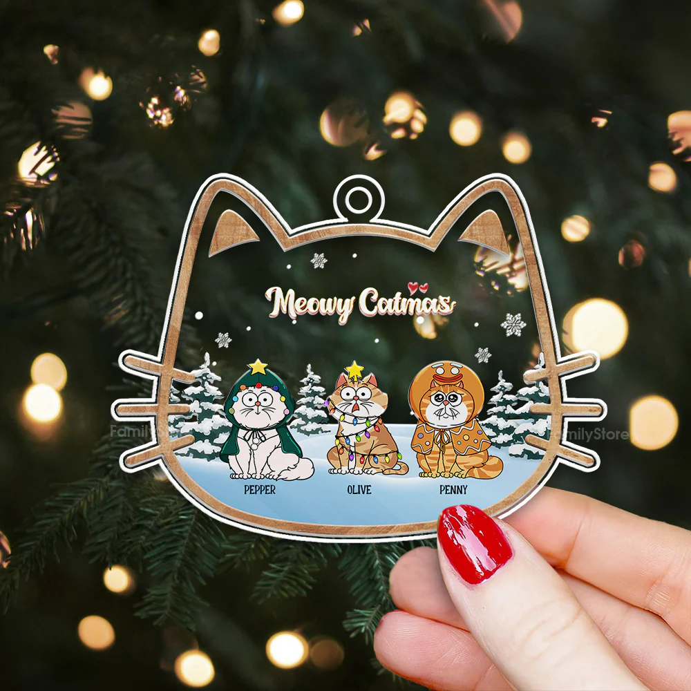 Cats Make The Season Bright - Gift For Cat Lover, Pet Lovers - Personalized Acrylic Ornament - CLP03 NH96 - Image 2