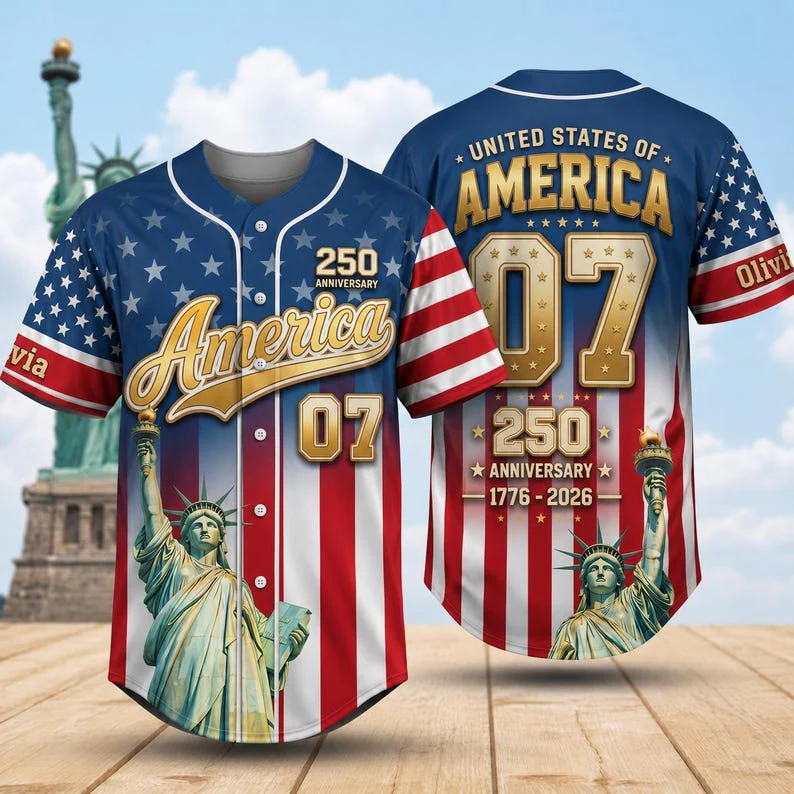 Celebrate 250 Years Of America Freedom - Personalized Baseball Jersey - Gift For Patriots - Image 2