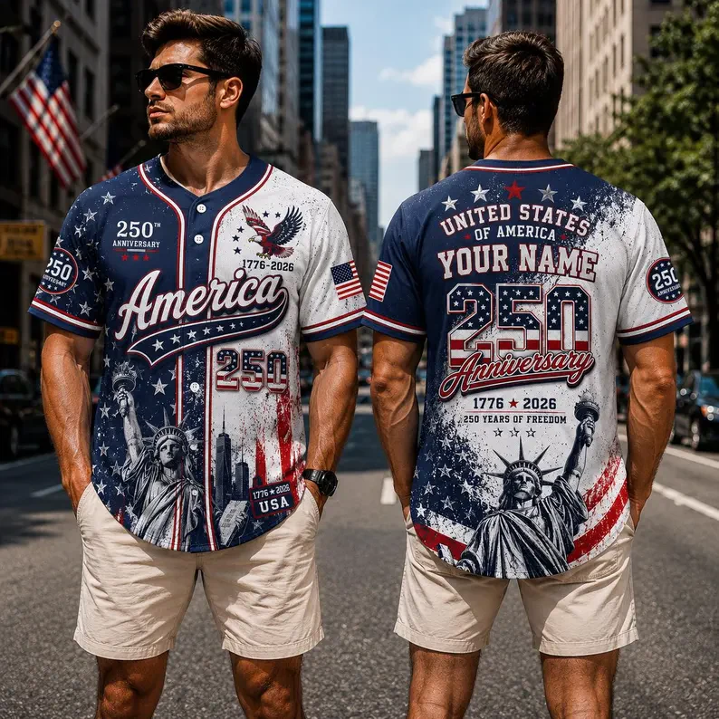Celebrate 250 Years Of America Freedom - Personalized Baseball Jersey - Gift For Patriots - Image 2