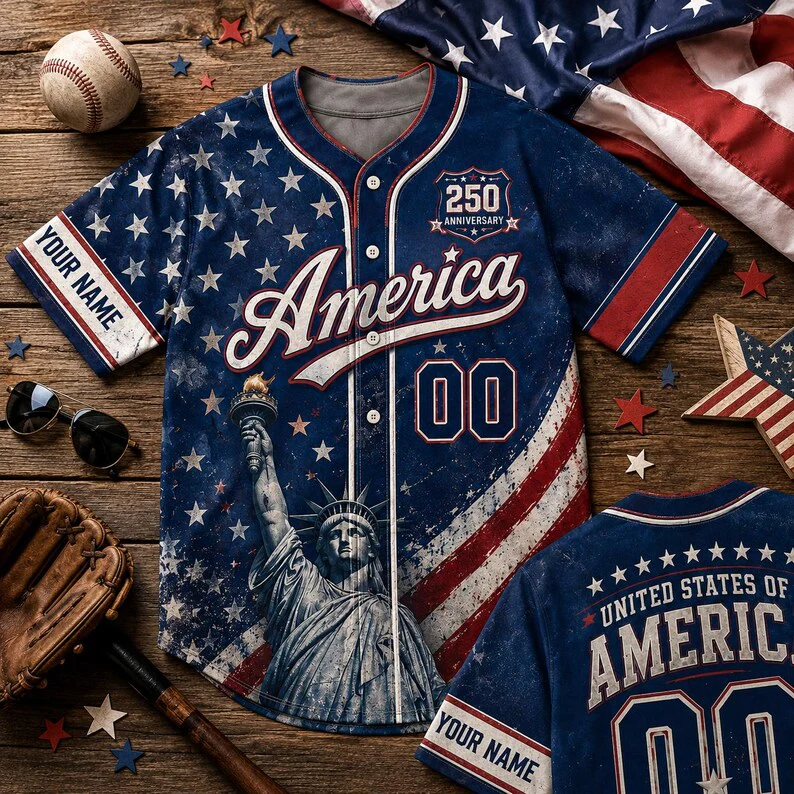 Celebrate 250 Years Of America Freedom - Personalized Baseball Jersey - Gift For Patriots - Image 5