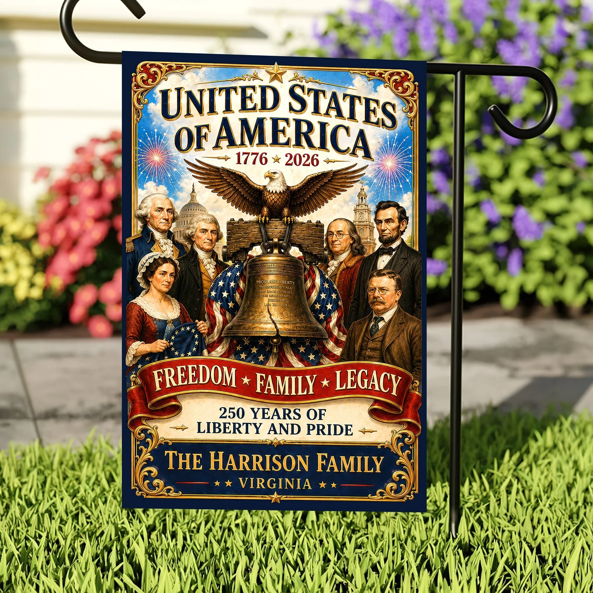Celebrate 250 Years Of America Freedom - Personalized Garden Flag - Gift For Patriots, Family - Image 2
