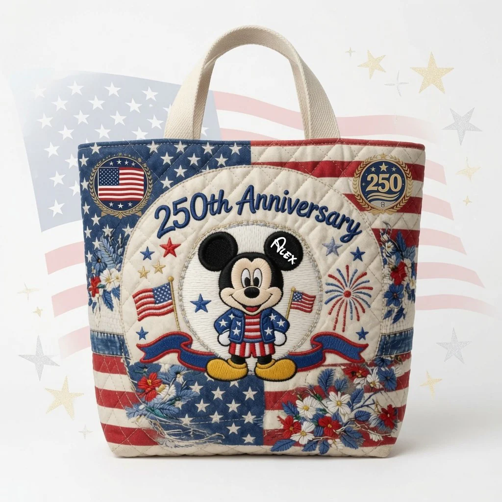 Celebrate 250 Years Of America Freedom With Magic Mouse - Personalized Quilted Tote Bag - MkMo - Image 5