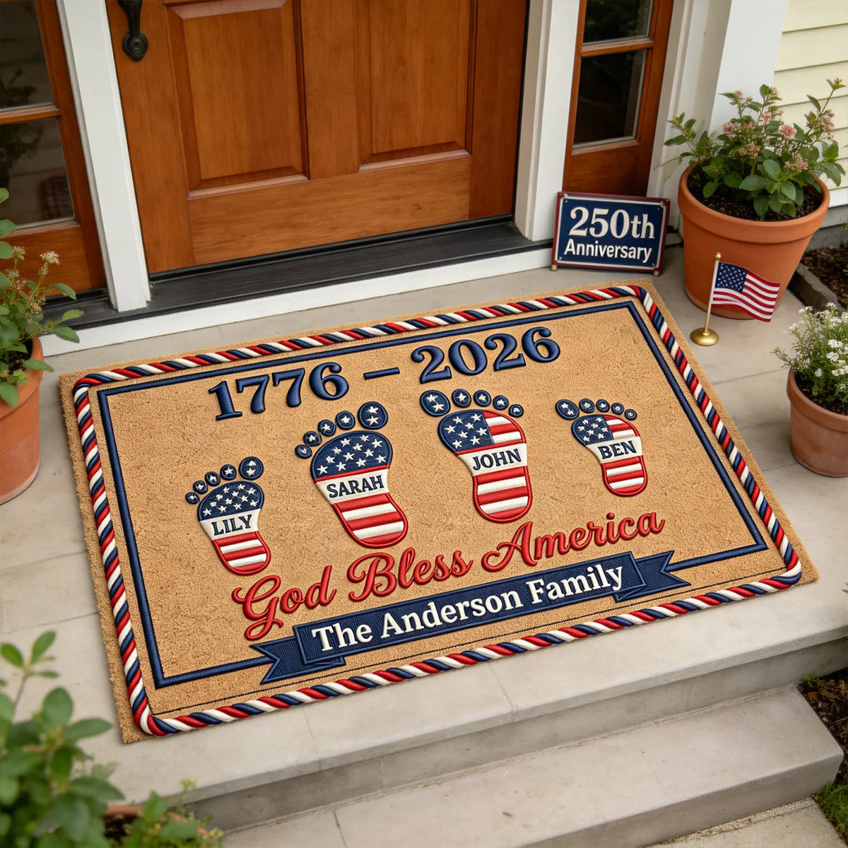 Celebrate 250 Years Of America - Personalized Doormat - Gift For Family, Patriots NL122 - Image 2