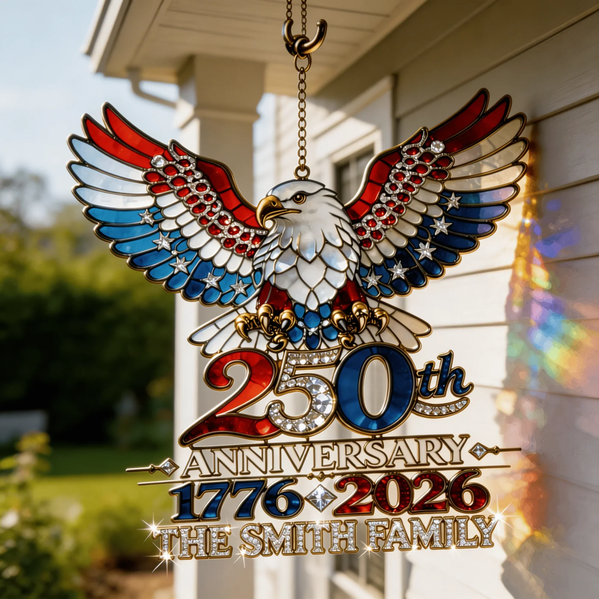 Celebrate 250 Years Of Freedom - Personalized Window Hanging Suncatcher - Gift For Family, Patriots - Image 2