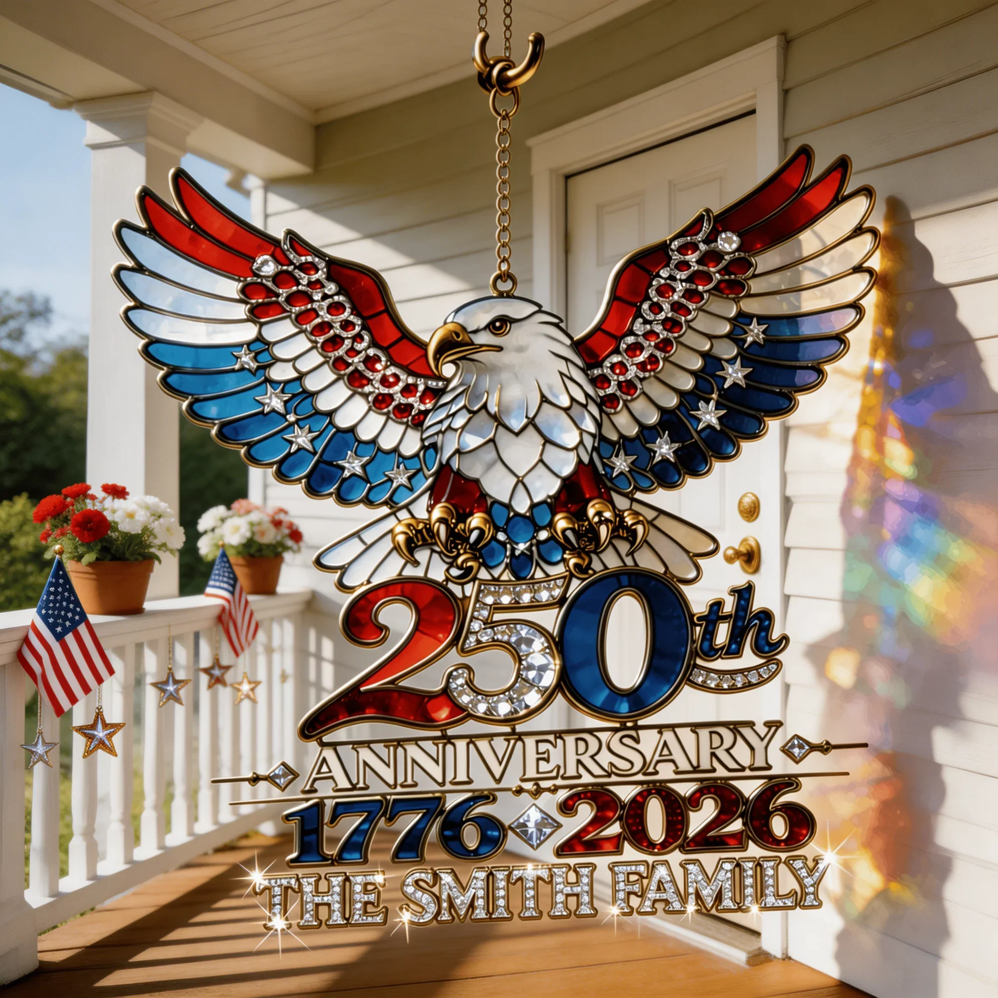 Celebrate 250 Years Of Freedom - Personalized Window Hanging Suncatcher - Gift For Family, Patriots - Image 3