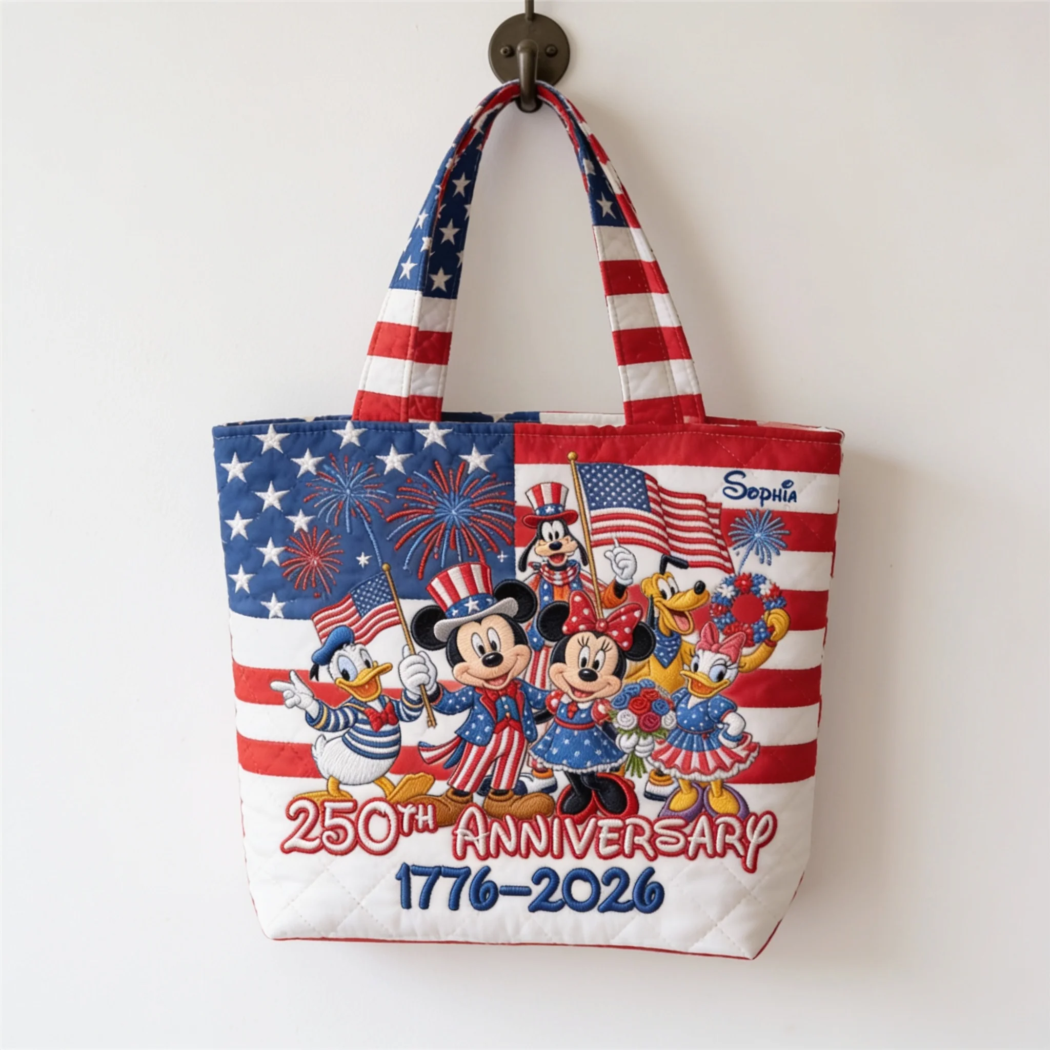 Celebrate 250th Anniversary With Magic Friends - Personalized Quilted Tote Bag - Gift For Patriots, Movies Fan - Image 2