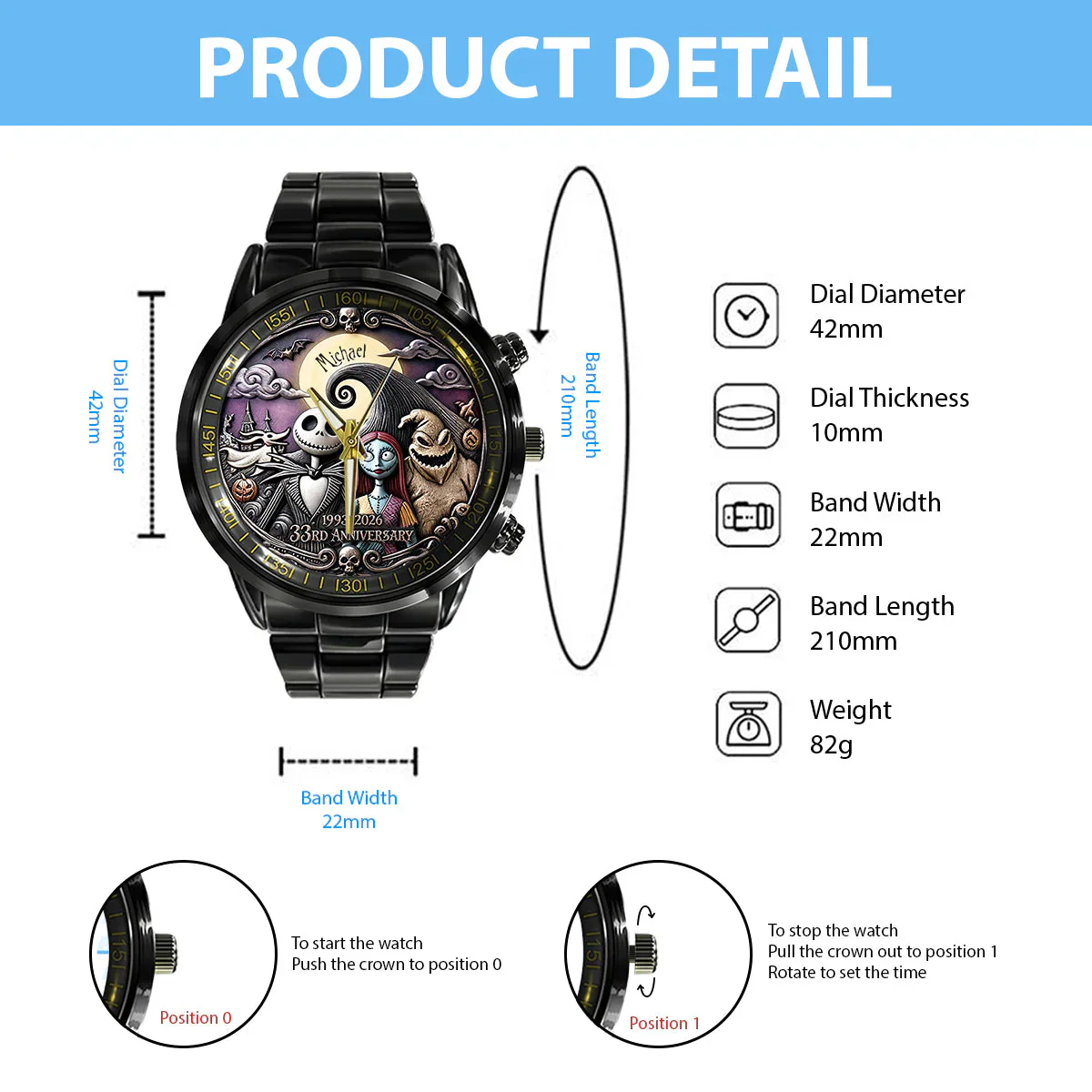 Celebrate 33rd Anniversary Of Spooky - Personalized Hand Watch - Gift For Movies Fan HH01 - Image 7