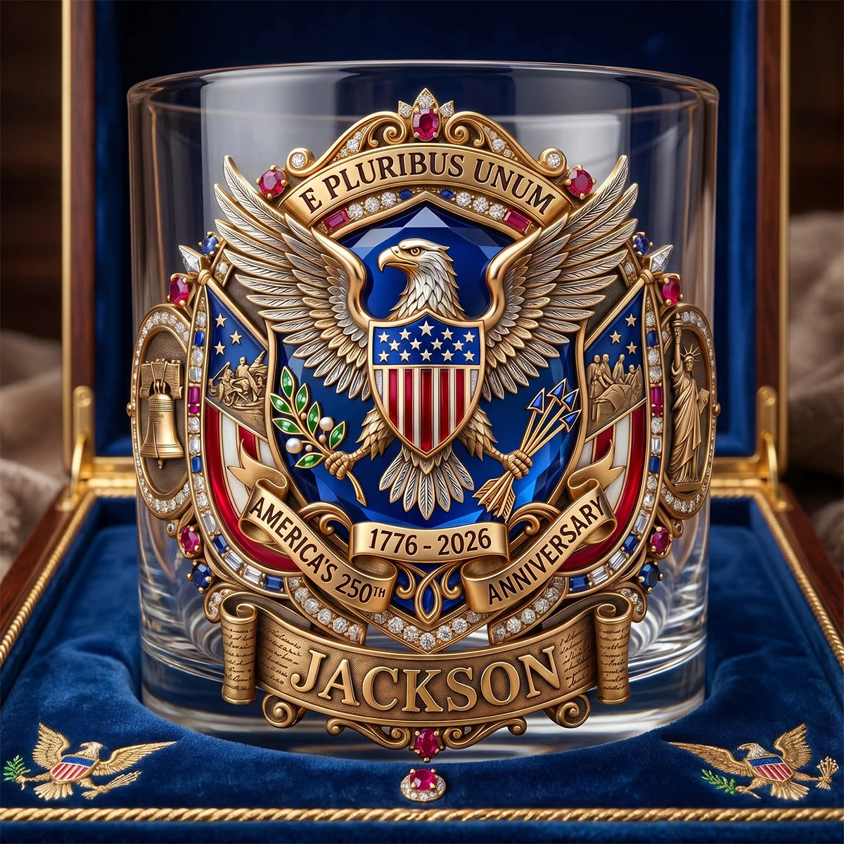 Celebrate America 250th Anniversary - Personalized Whiskey Glass - Gifts For Patriotic
