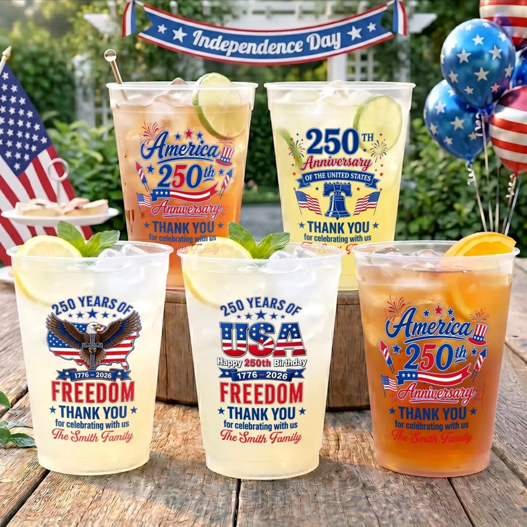 Celebrate Freedom Together - Personalized Frosted Cups - Patriotic Gift For Family