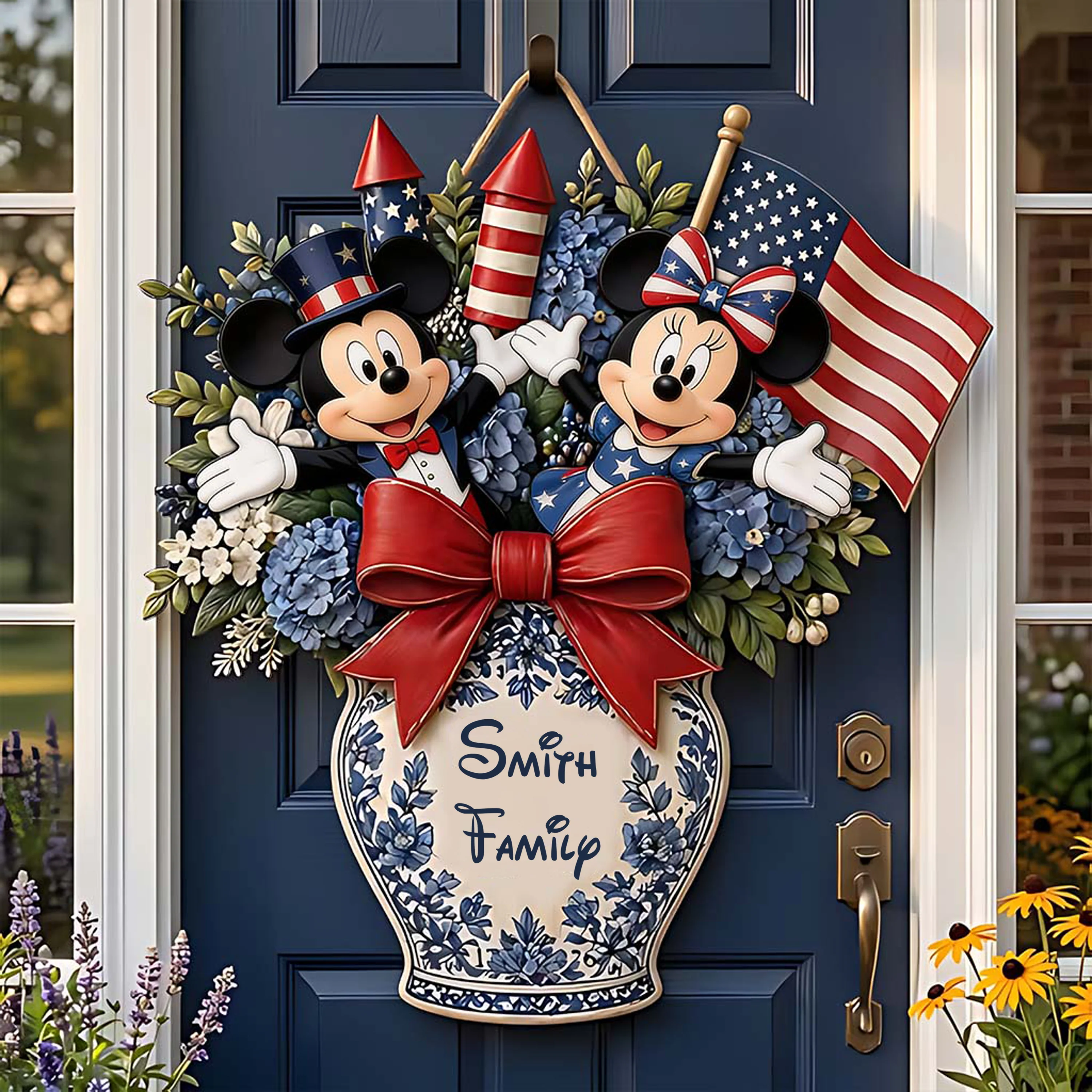 Celebrate Independence Day With Magic Mouse - Personalized Wood Sign - Gift For Patriot Family HH01