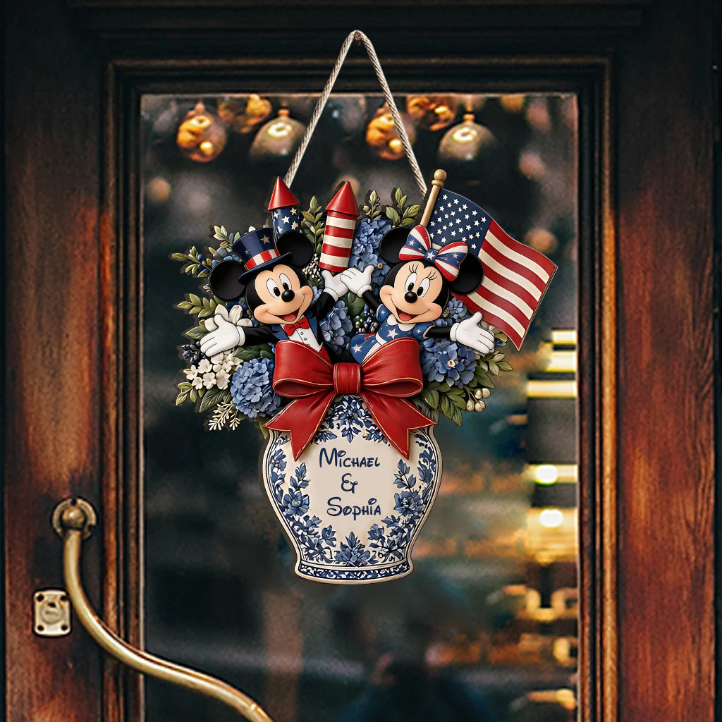 Celebrate Independence Day With Magic Mouse - Personalized Wood Sign - Gift For Patriot Family HH01 - Image 4