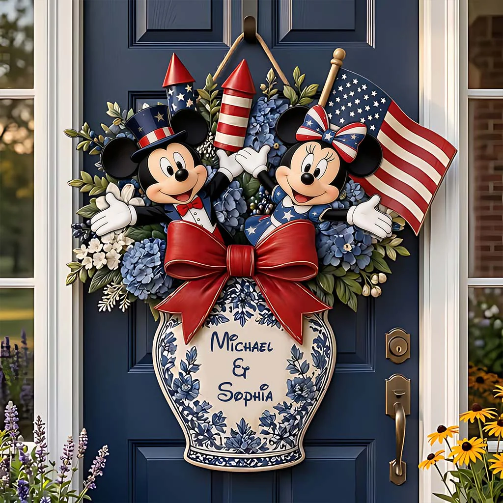 Celebrate Independence Day With Magic Mouse - Personalized Wood Sign - Gift For Patriot Family - MkMo
