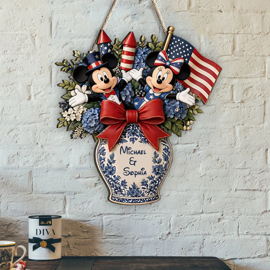 Celebrate Independence Day With Magic Mouse - Personalized Wood Sign - Gift For Patriot Family - MkMo - Image 3