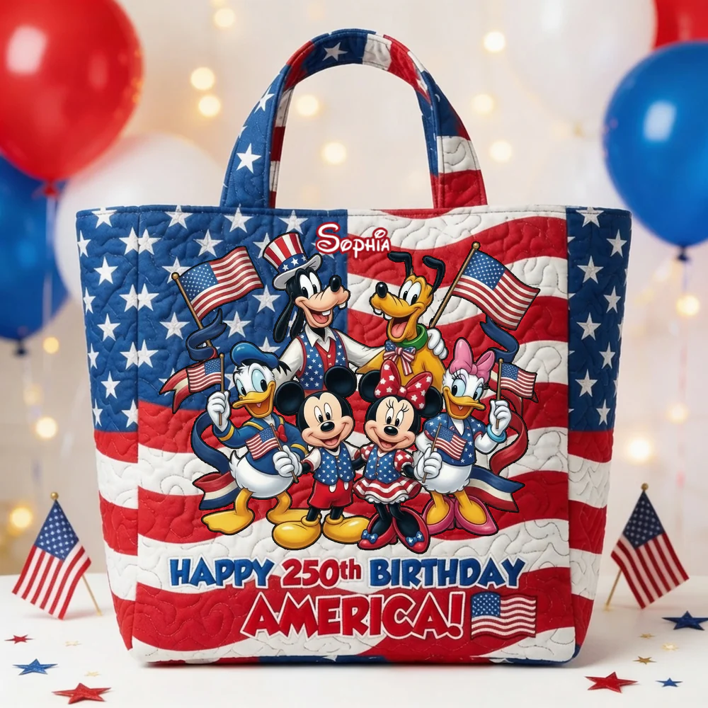 Celebrate USA 250th Anniversary With Magic Mouse And Friends - Personalized Quilted Tote Bag - Independence Gift - MkMo HH01