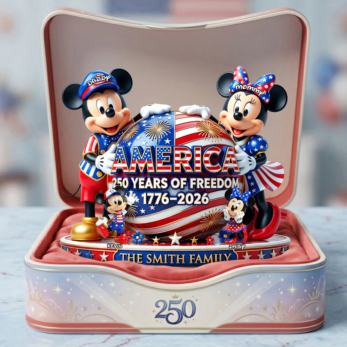 Celebrated America 250 Years Of  Freedom With Magic Mouse - Personalized Acrylic Plaque - Gifts For Family - MkMo - Image 2