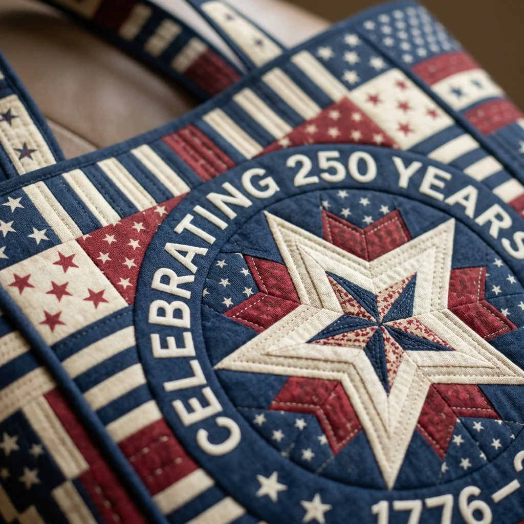 Celebrating 250 Years Of America Star Heritage - Quilted Tote Bag - Patriotic Gift For Her - Image 2