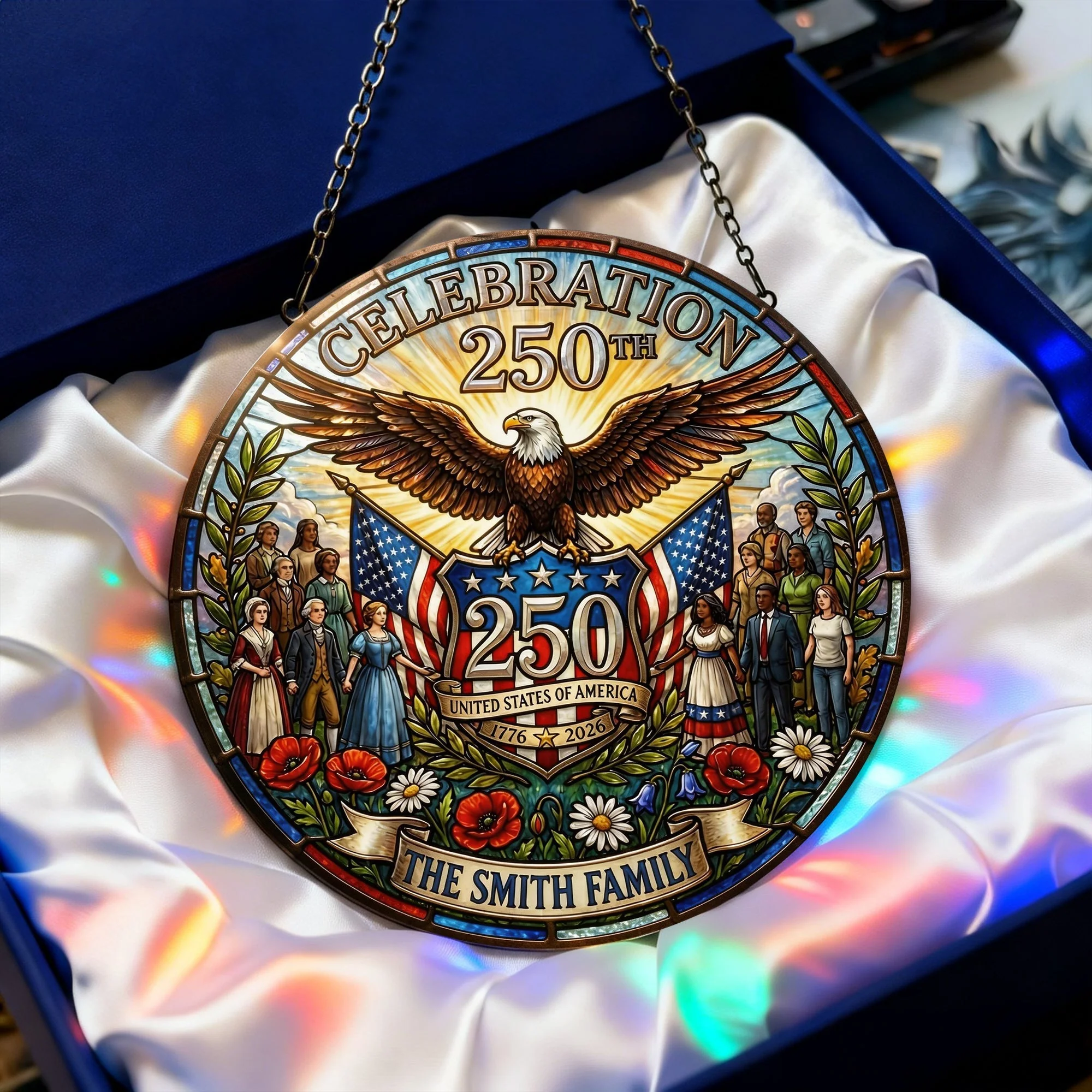 Faith and Freedom America 250th Anniversary - Personalized Window Hanging Suncatcher - Gift For Patriotic - Image 4