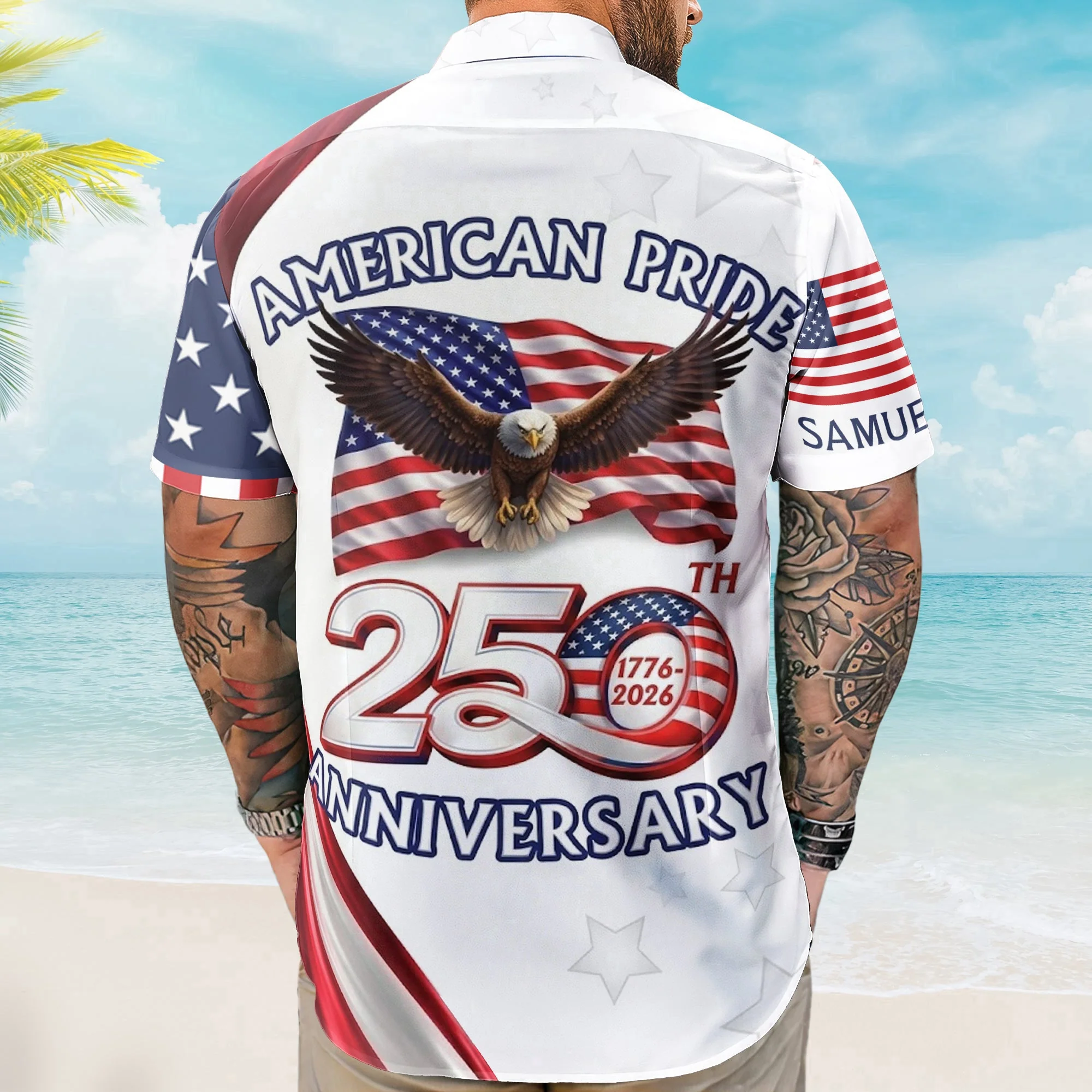 Celebrating 250 Years Of Freedom America - Personalized Hawaiian Shirt - Gift For Patriotic Men - Image 3