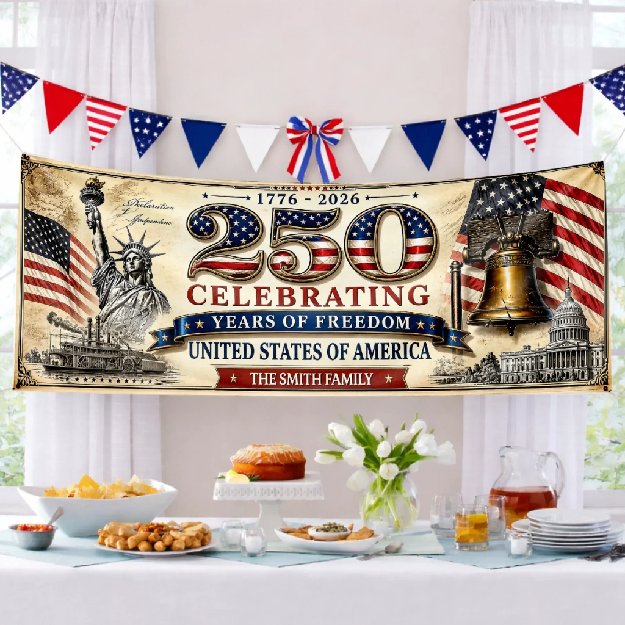 Celebrating 250 Years Of Freedom USA - Personalized Outdoor Banner - Gift For Patriotic Family - Image 5