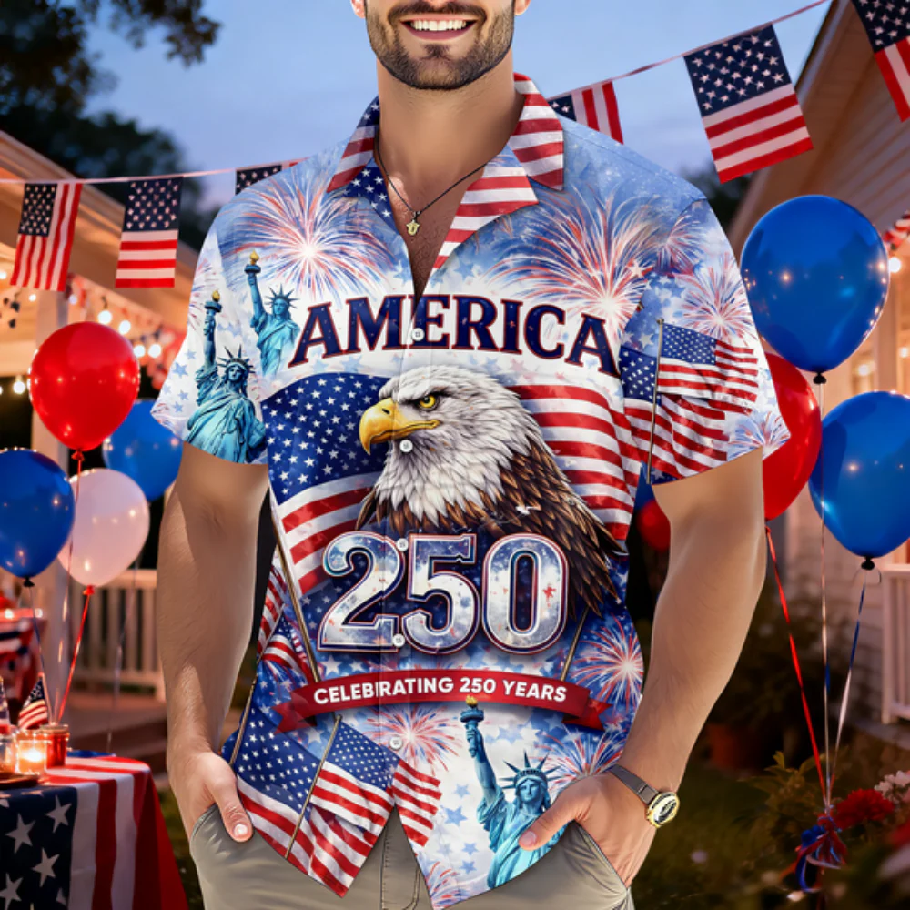 Celebrating 250th Anniversary United States - Hawaiian Shirt - Gift for Dad, Husband, Grandpa | HN02 - Image 3