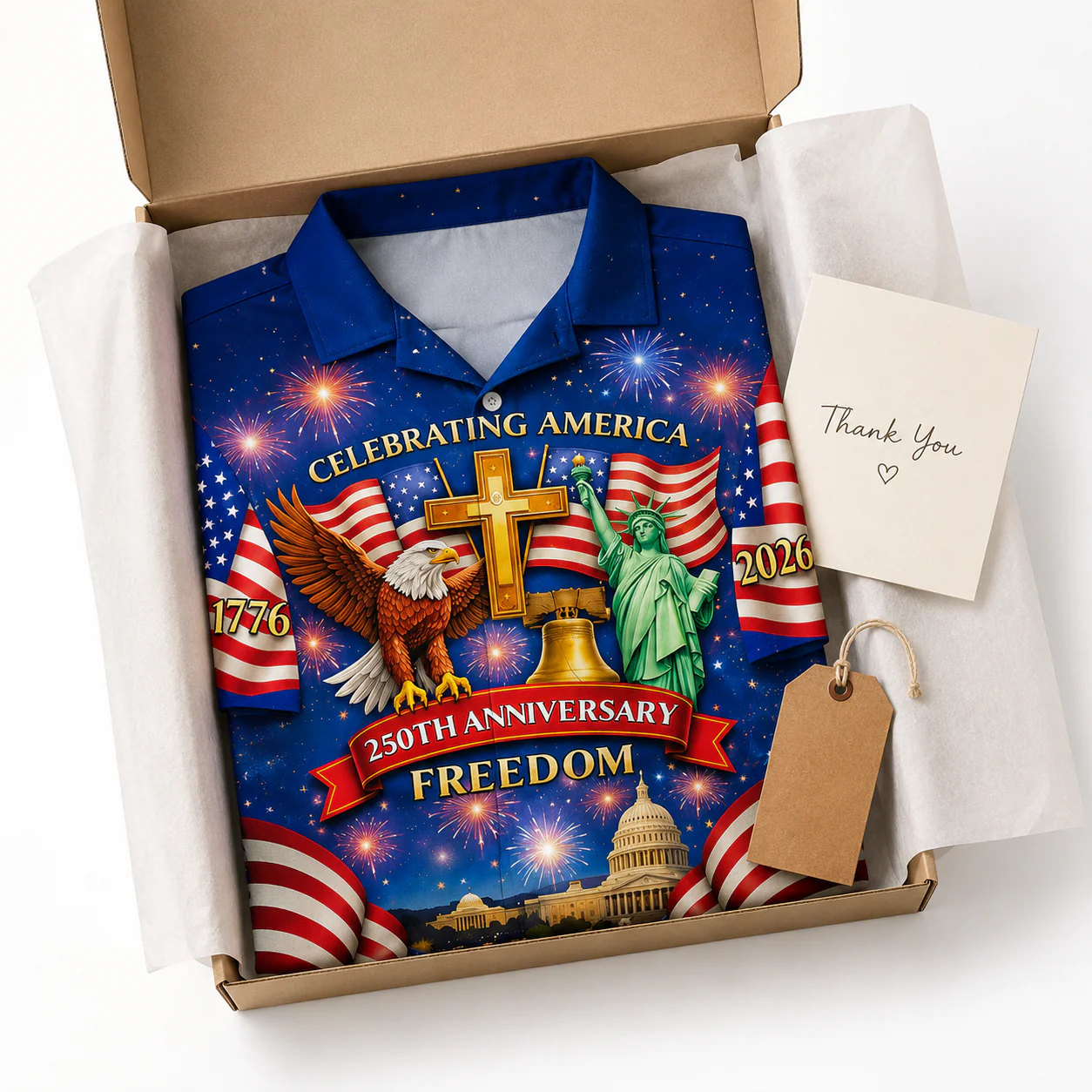 Celebrating America 250th Anniversary Freedom - Personalized Hawaiian Shirt - Gift For Patriotic Men - Image 5