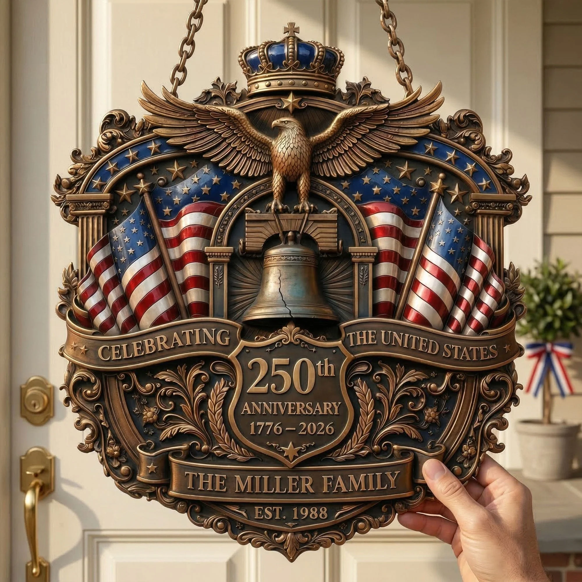 Celebrating America 250th Anniversary - Personalized Metal Sign - Gift For Patriotic Family