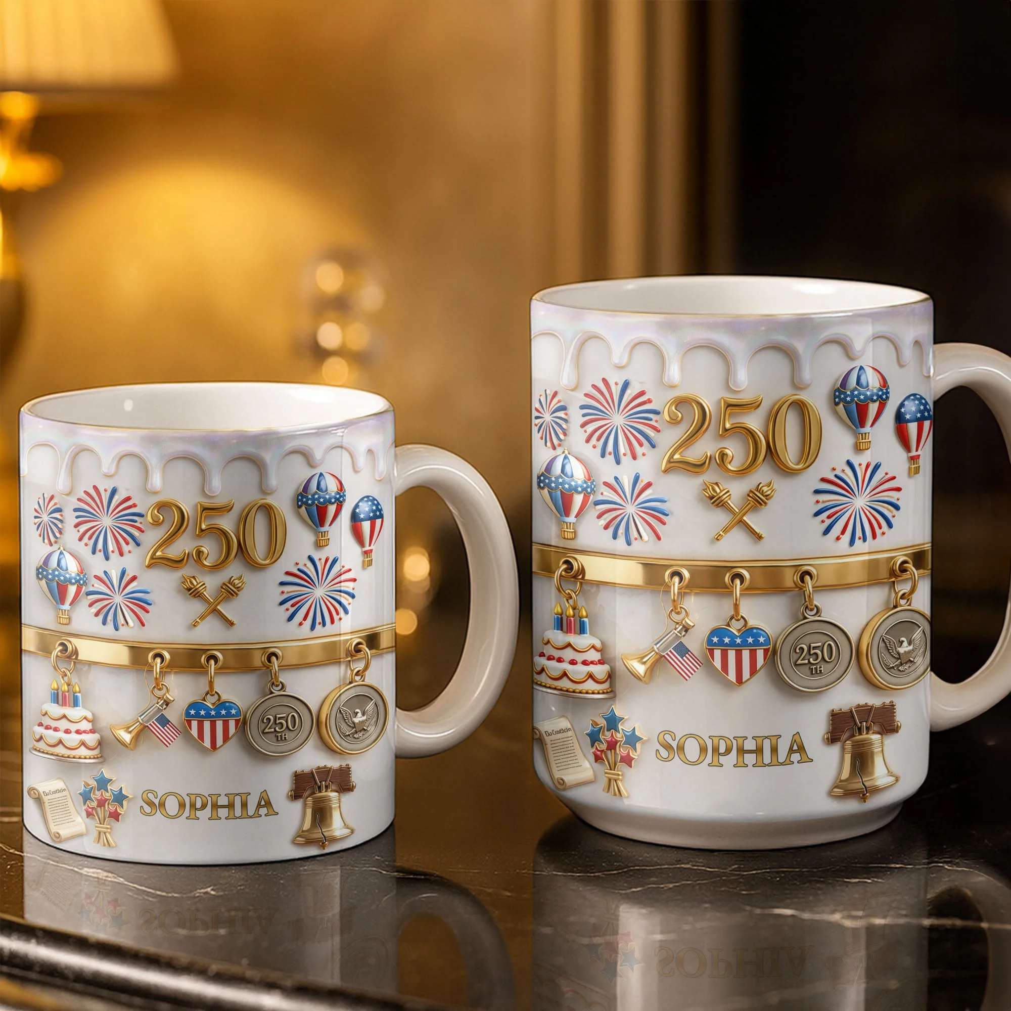 Celebrating Freedom And Liberty USA - Personalized White Mug - Gift For Patriots - Image 3