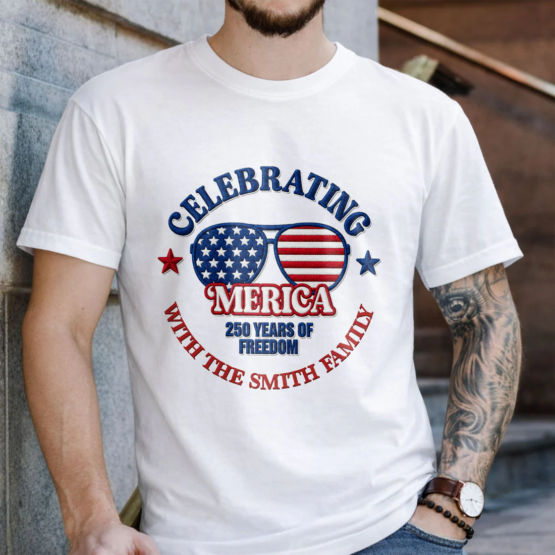 Celebrating Merica 250 Years Of Freedom With The Family - Personalized Shirt - Gift For Patriotic Family - Image 6