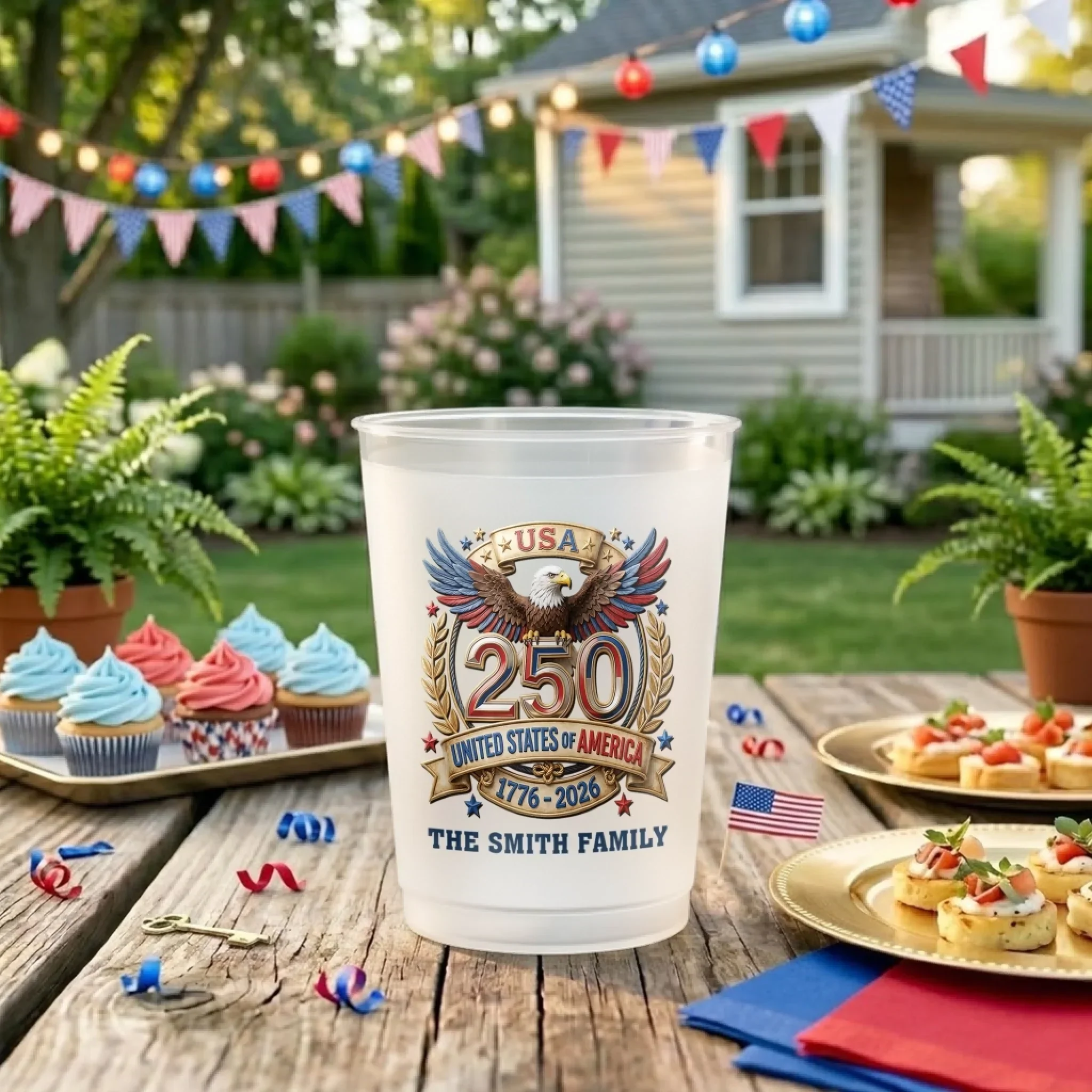 Cheers To 250 Years America Celebrating - Personalized Frosted Cups - Patriotic Gift For Family - Image 4
