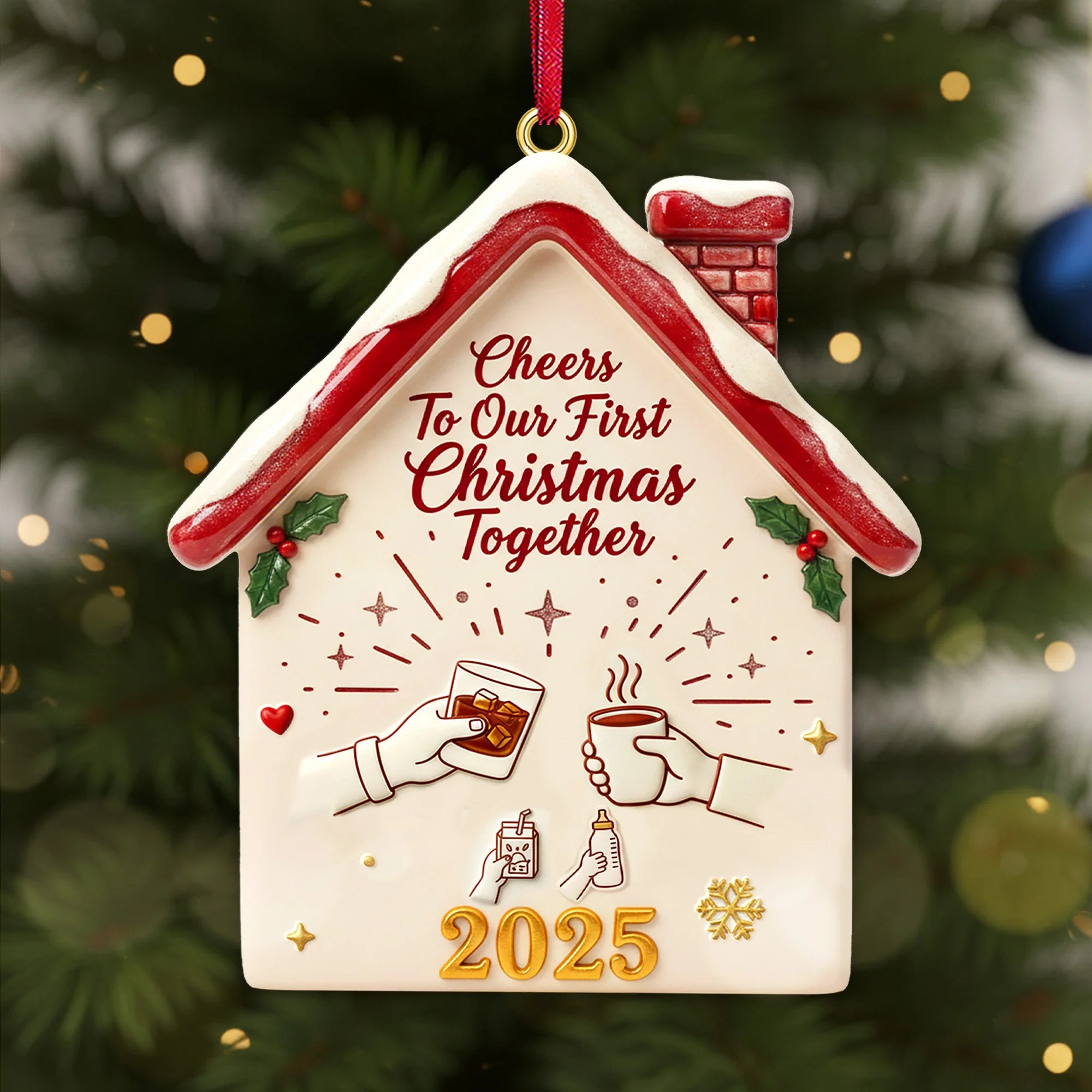 Cheers To Our First Christmas Together - Personalized Acrylic Ornament - Christmas Gift For Family NL122 - Image 2