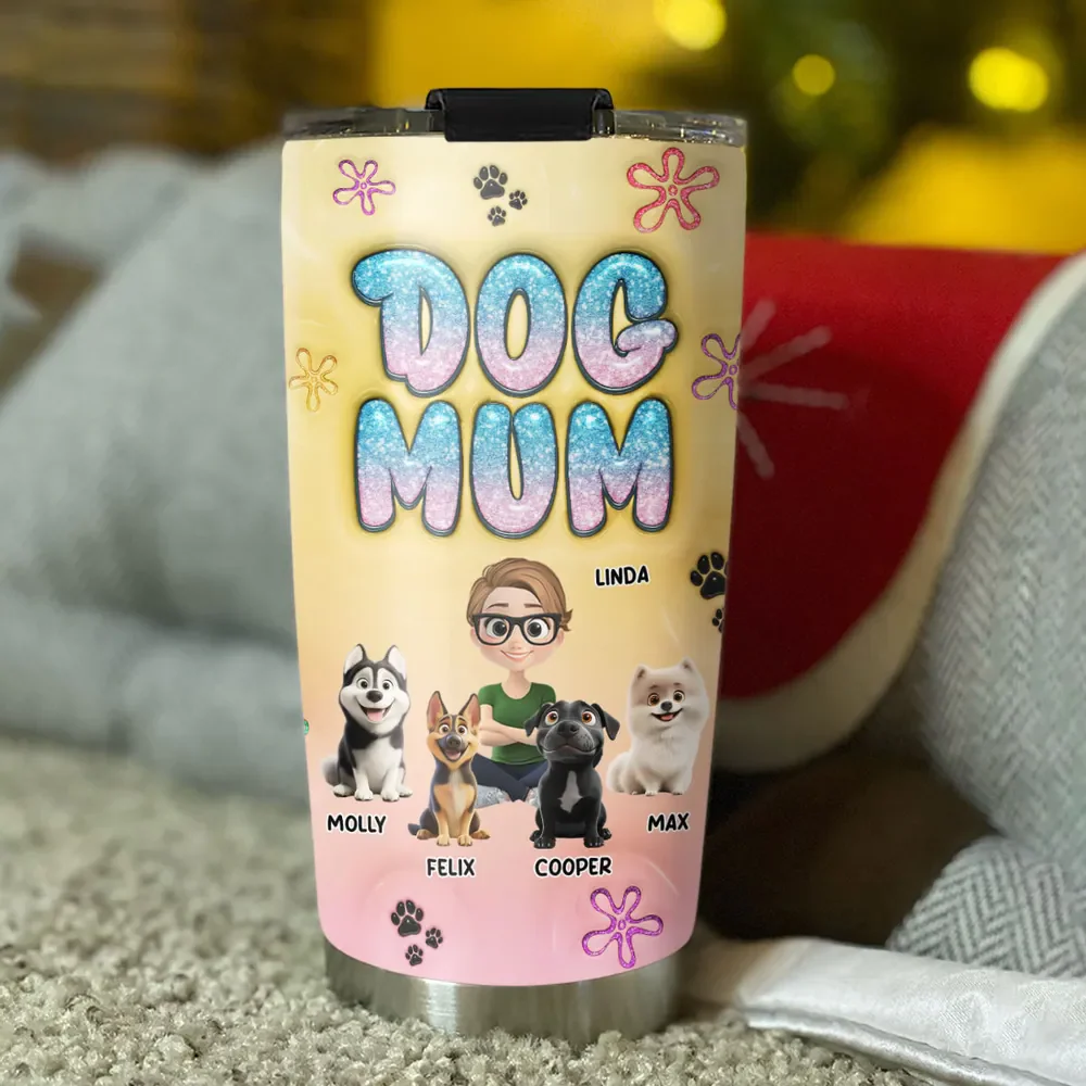Cheese Dog Mama Cartoon - Personalized Tumbler - Gift for Pet Owners, Dog Lovers | CLP15 HH01 - Image 4