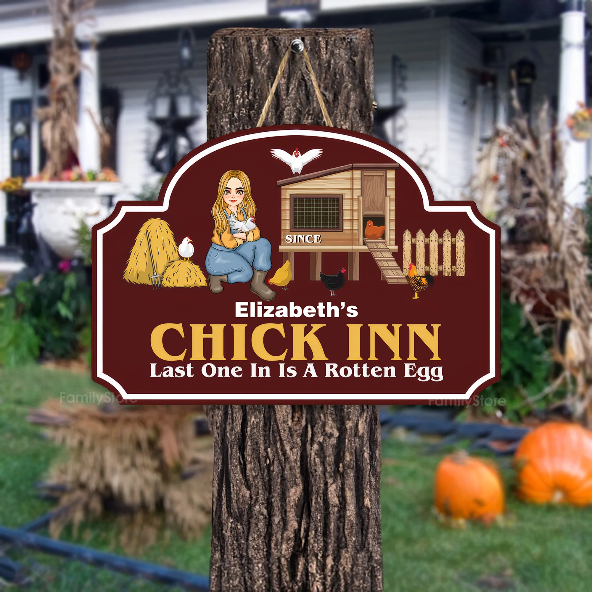 Chick Inn Last One In Is A Rotten Egg - Personalized Wood Sign - Funny Gifts For Farmer, Gifts For Chicken Lover | GR17 NH96