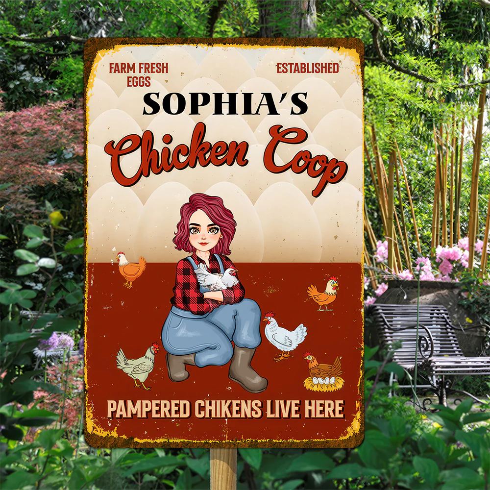 Chicken Coop Pampered Chickens Live Here - Personalized Metal Sign - Funny Gifts For Farmer | GR17 NH96