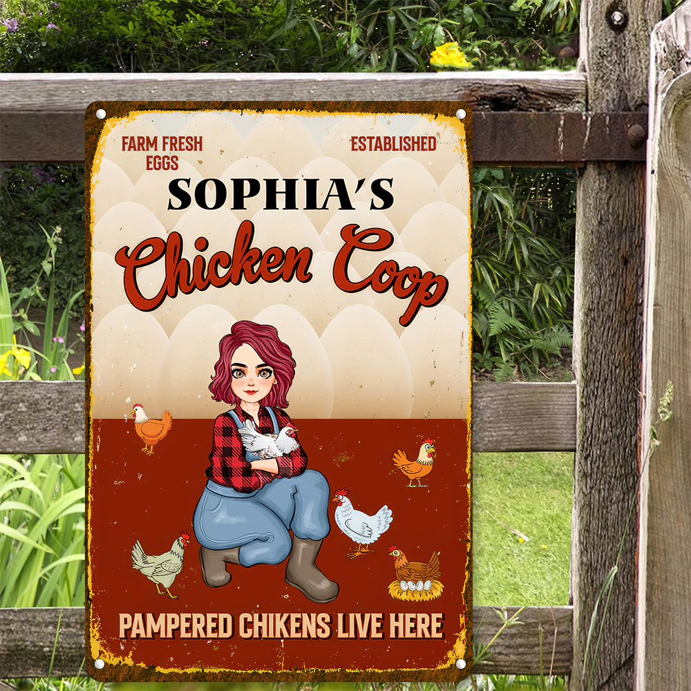 Chicken Coop Pampered Chickens Live Here - Personalized Metal Sign - Funny Gifts For Farmer | GR17 NH96 - Image 2