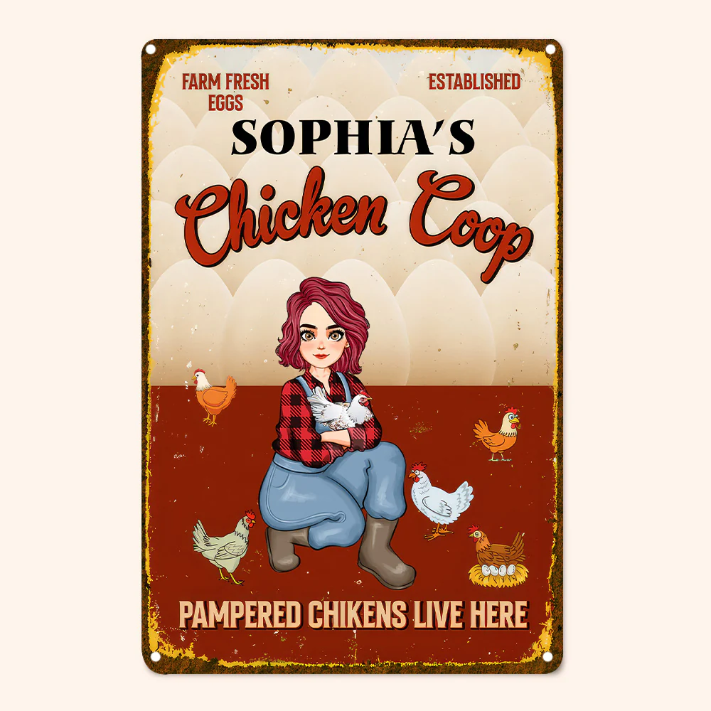 Chicken Coop Pampered Chickens Live Here - Personalized Metal Sign - Funny Gifts For Farmer | GR17 NH96 - Image 4