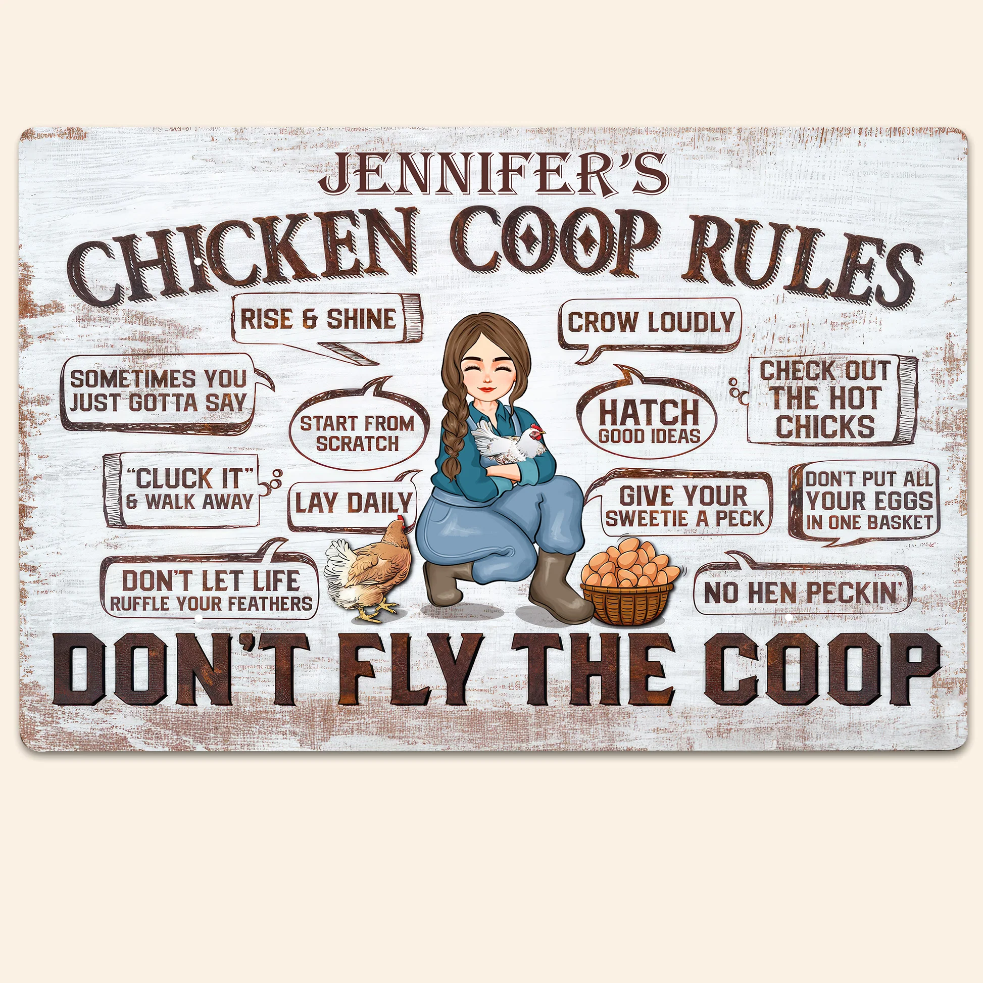 Chicken Coop Rules  - Personalized Metal Sign - Gift For Mom, Grandma, Mothers Day, Farmers | GR17 NA94 - Image 2
